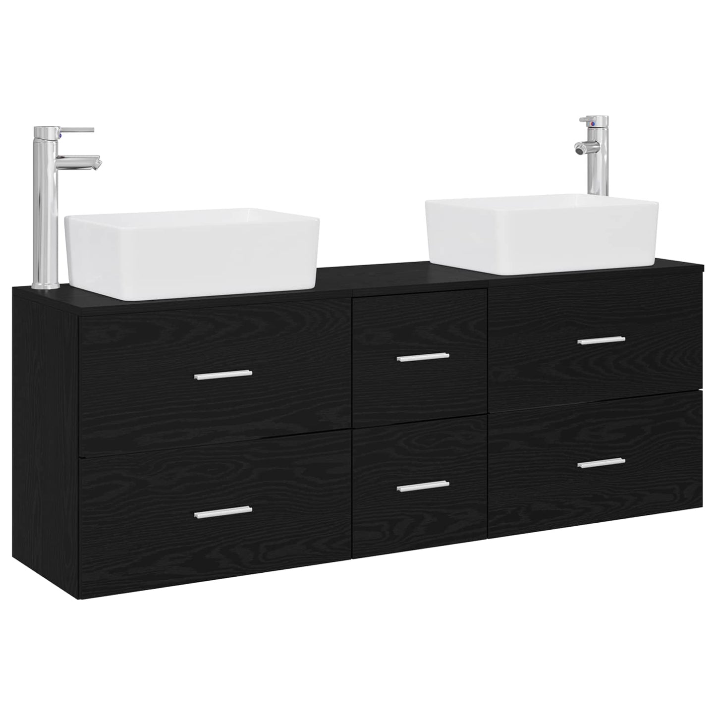 Badezimmerschrank-Set 3 stk. Schwarz 53 x 34,5 x 63 cm