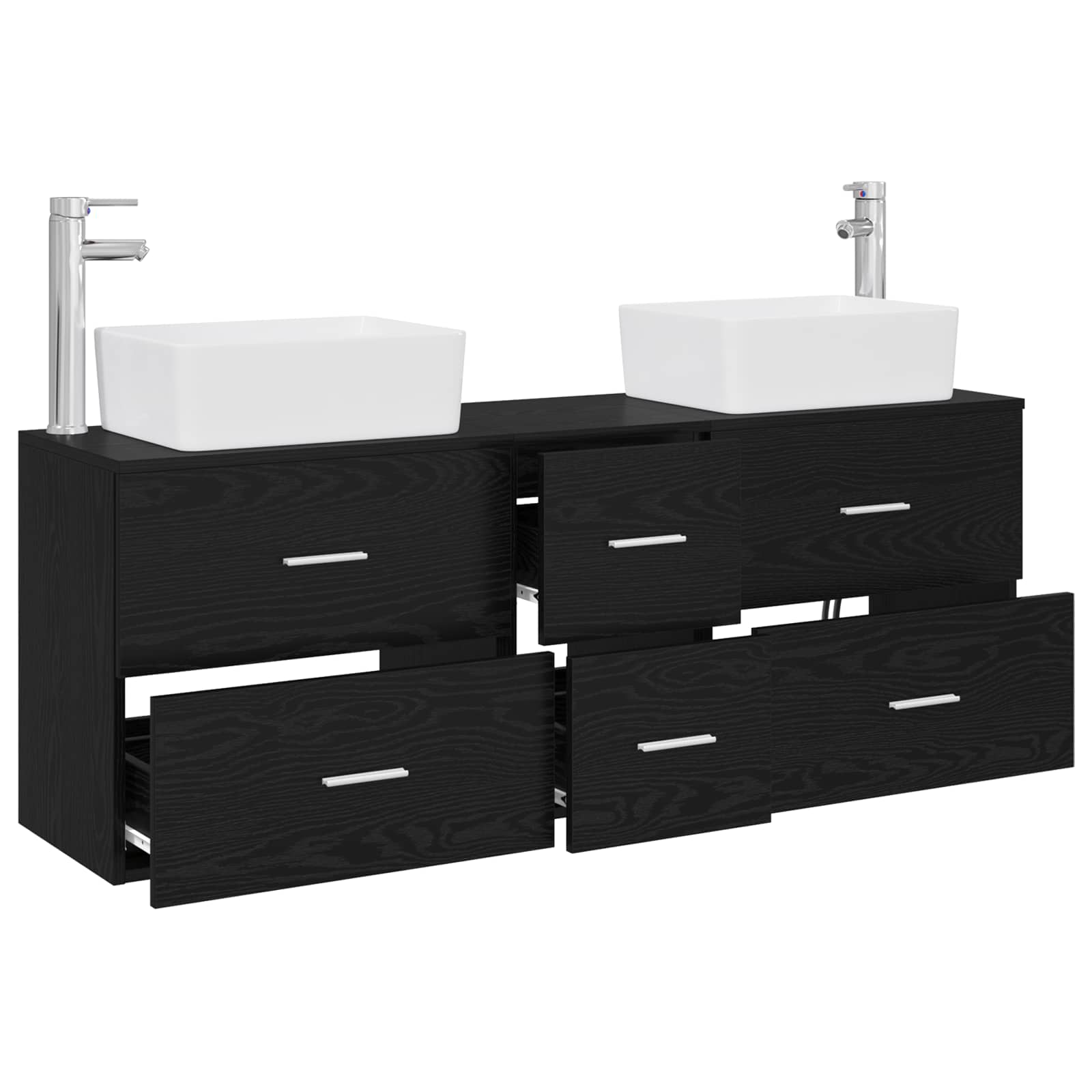 Badezimmerschrank-Set 3 stk. Schwarz 53 x 34,5 x 63 cm