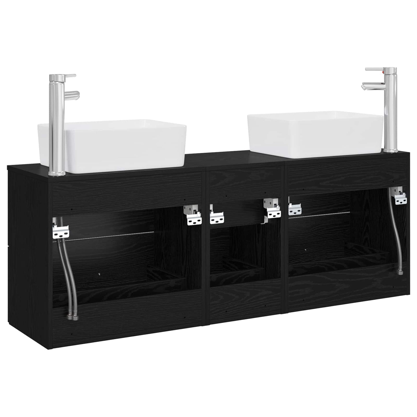 Badezimmerschrank-Set 3 stk. Schwarz 53 x 34,5 x 63 cm