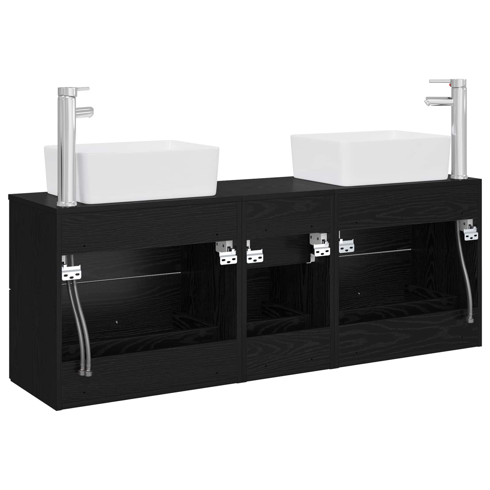 Badezimmerschrank-Set 3 stk. Schwarz 53 x 34,5 x 63 cm