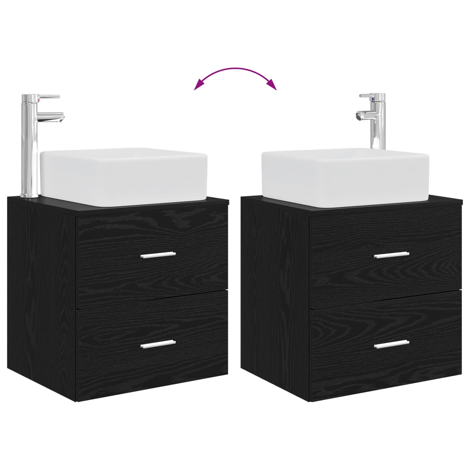 Badezimmerschrank-Set 3 stk. Schwarz 53 x 34,5 x 63 cm