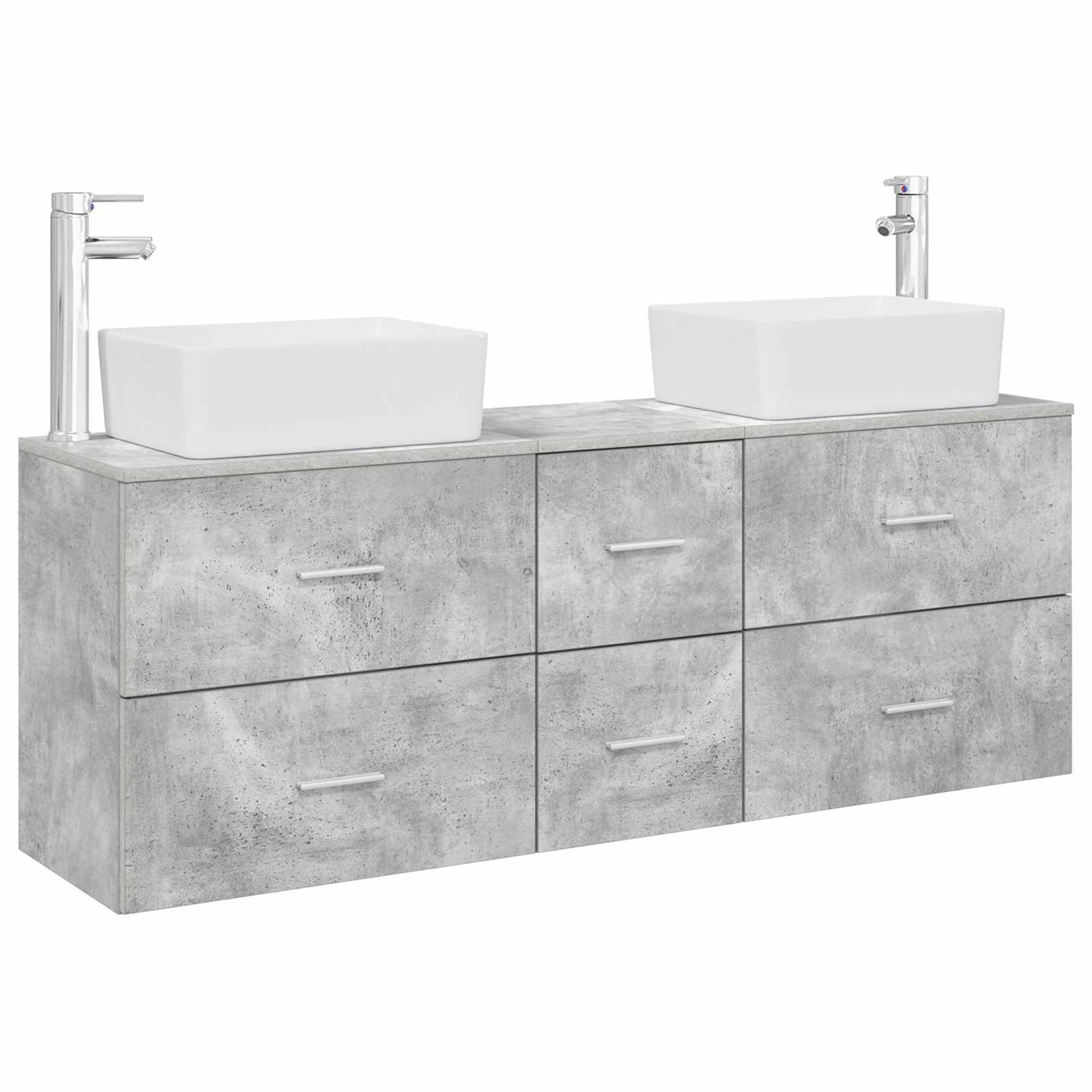 Badezimmerschrank-Set 3 stk. Betongrau 53 x 34,5 x 63 cm