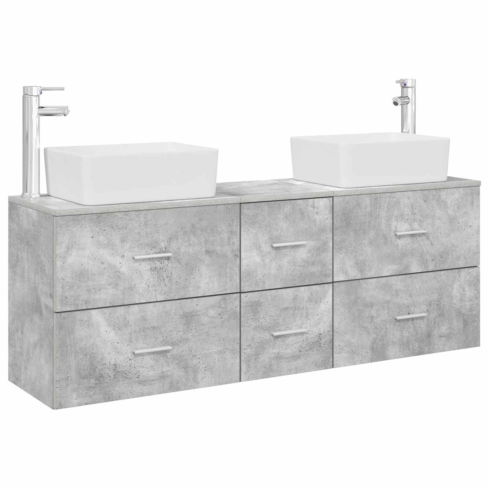 Badezimmerschrank-Set 3 stk. Betongrau 53 x 34,5 x 63 cm