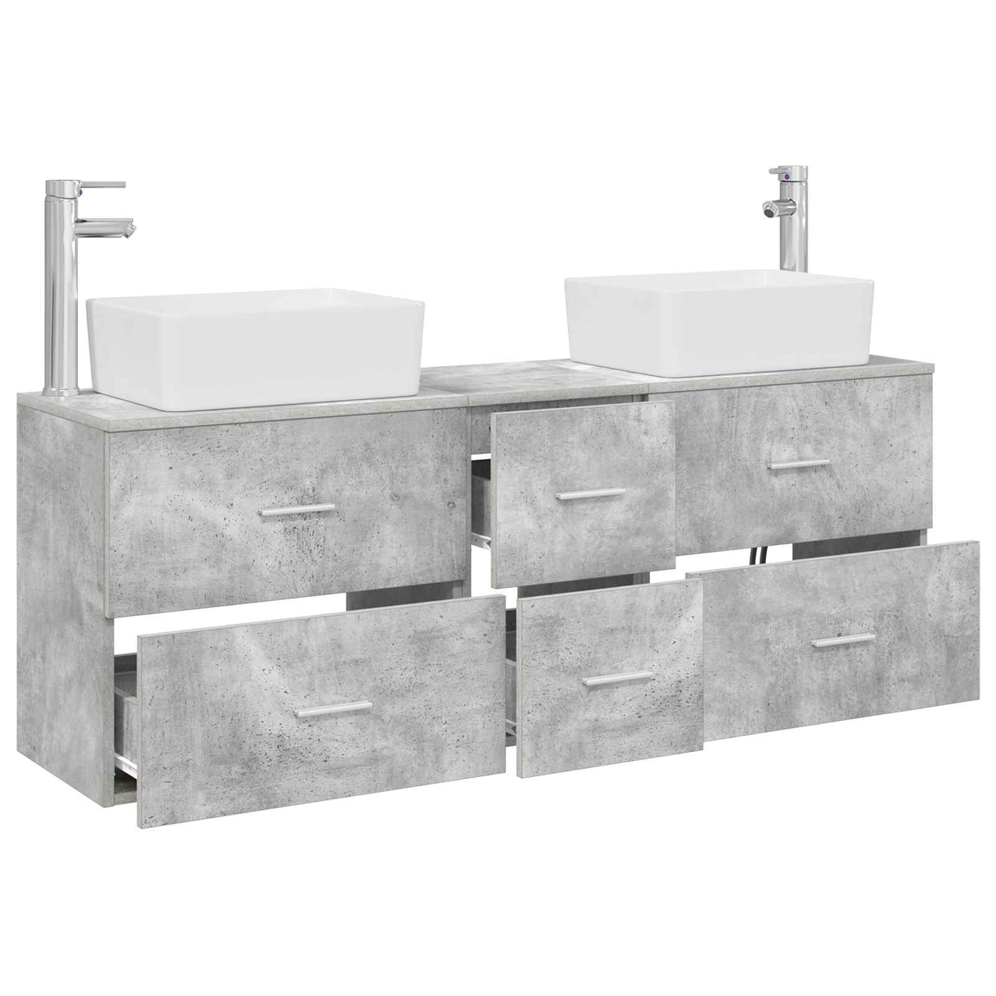 Badezimmerschrank-Set 3 stk. Betongrau 53 x 34,5 x 63 cm