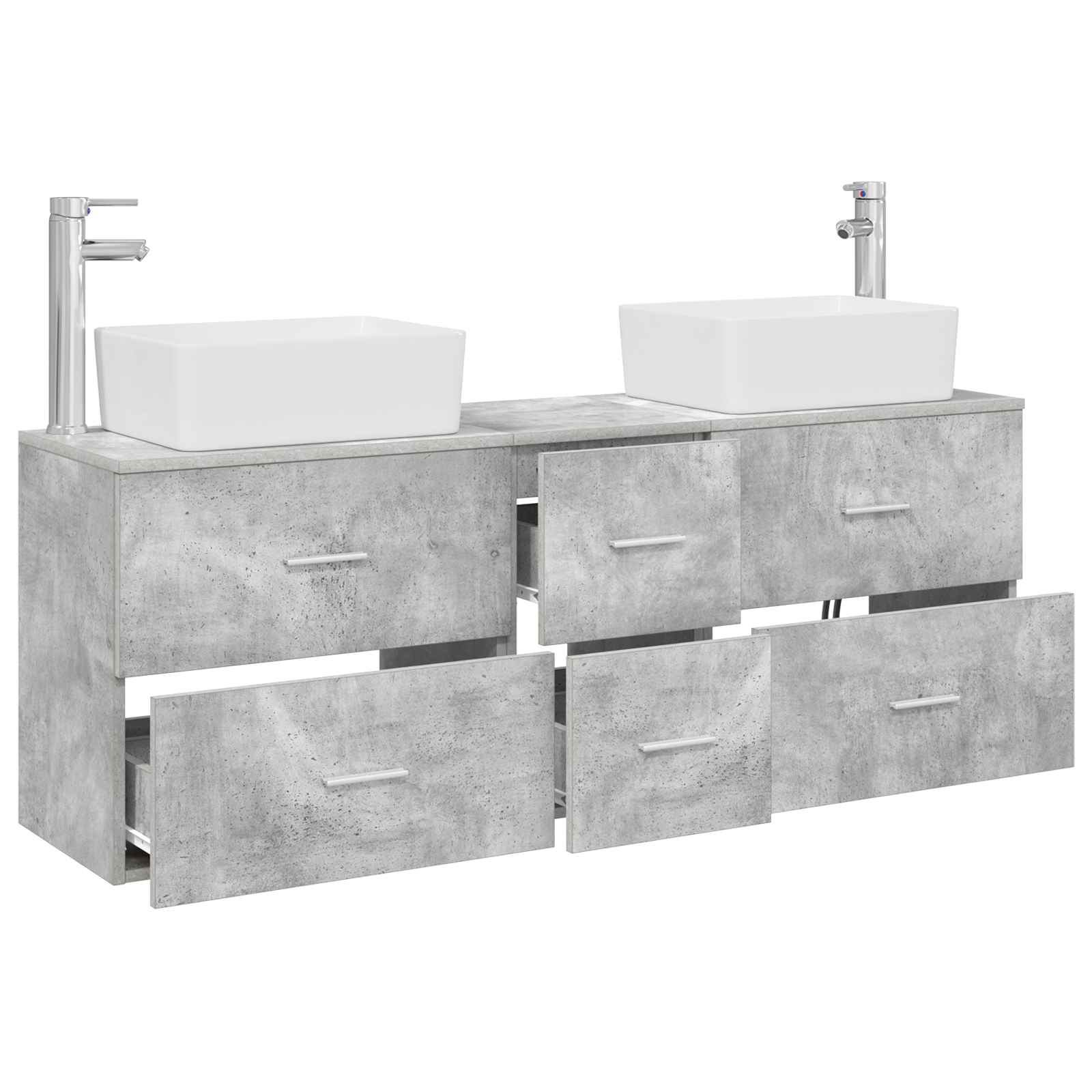 Badezimmerschrank-Set 3 stk. Betongrau 53 x 34,5 x 63 cm