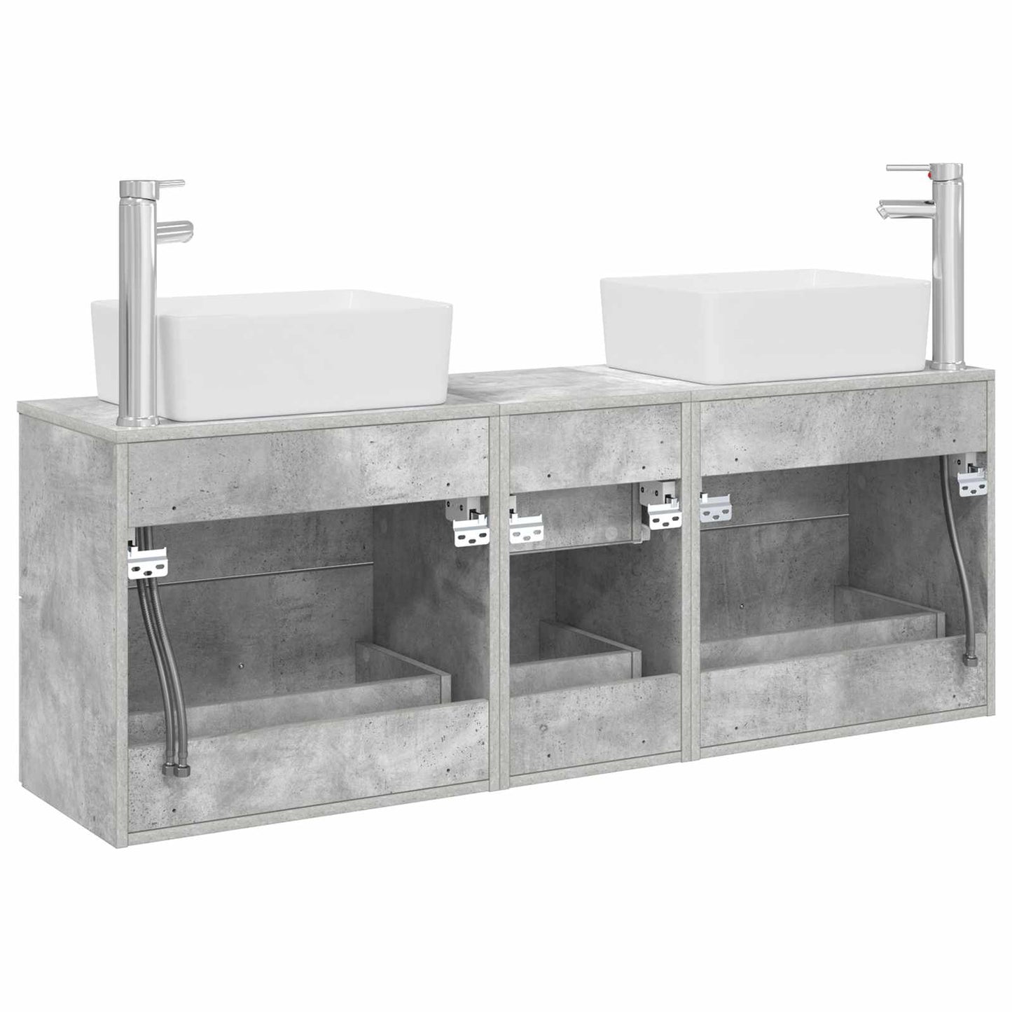 Badezimmerschrank-Set 3 stk. Betongrau 53 x 34,5 x 63 cm