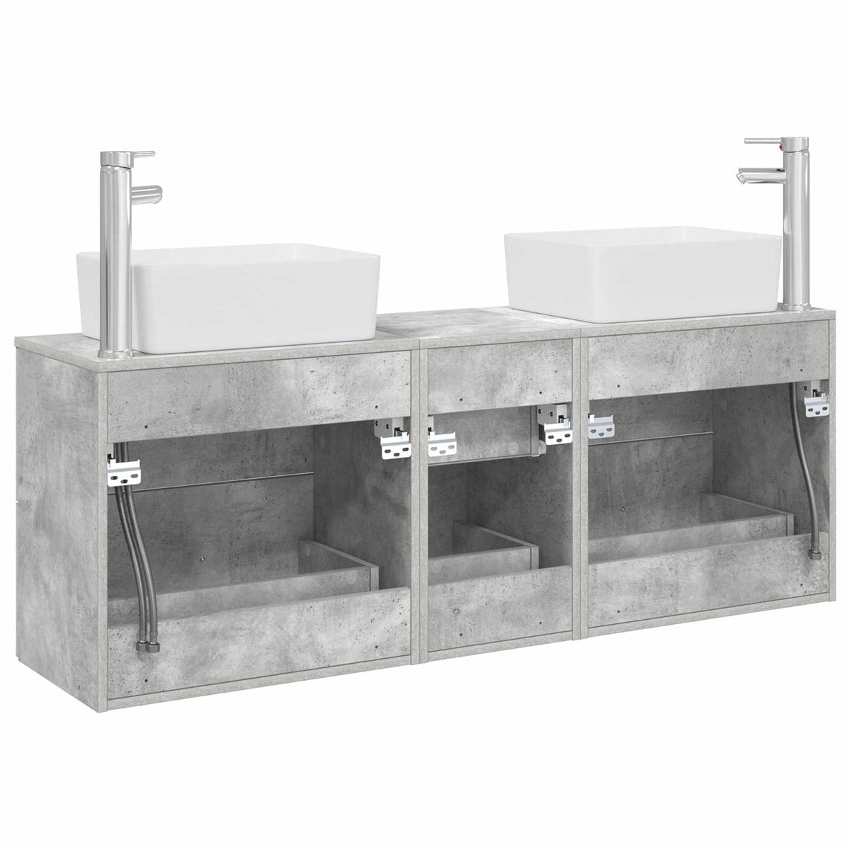 Badezimmerschrank-Set 3 stk. Betongrau 136 x 35 x 80 cm