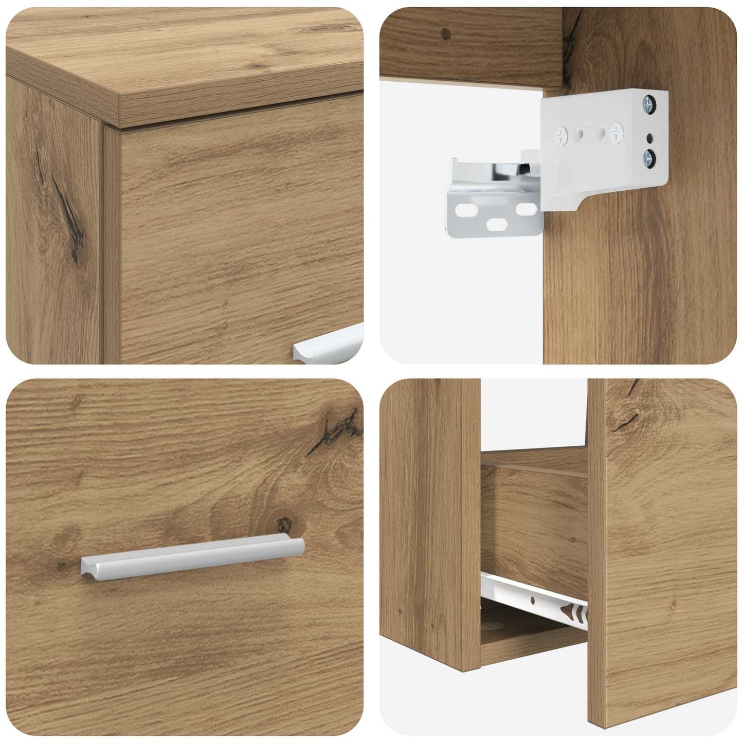 Badezimmerschrank-Set 3 Stk. Artisan-Eiche 53 x 34,5 x 63 cm