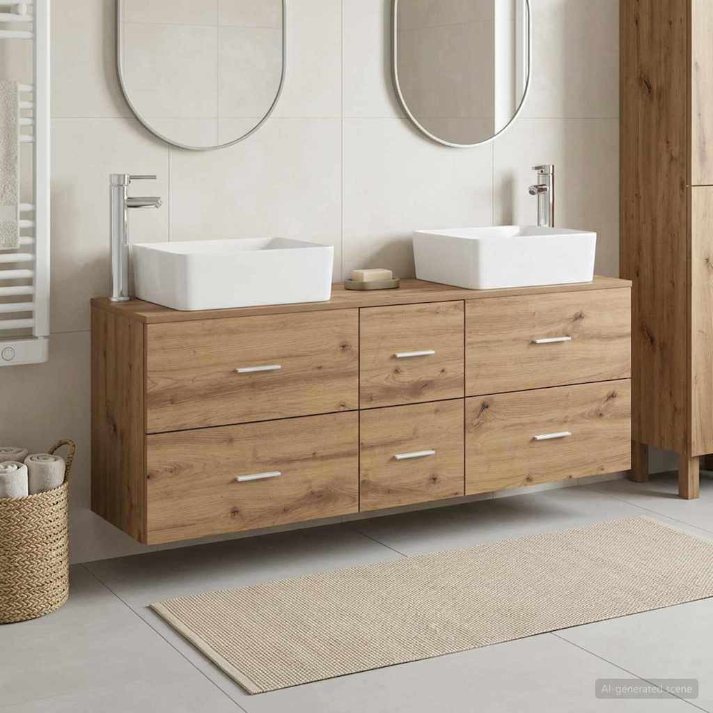 Badezimmerschrank-Set 3 Stk. Artisan-Eiche 53 x 34,5 x 63 cm