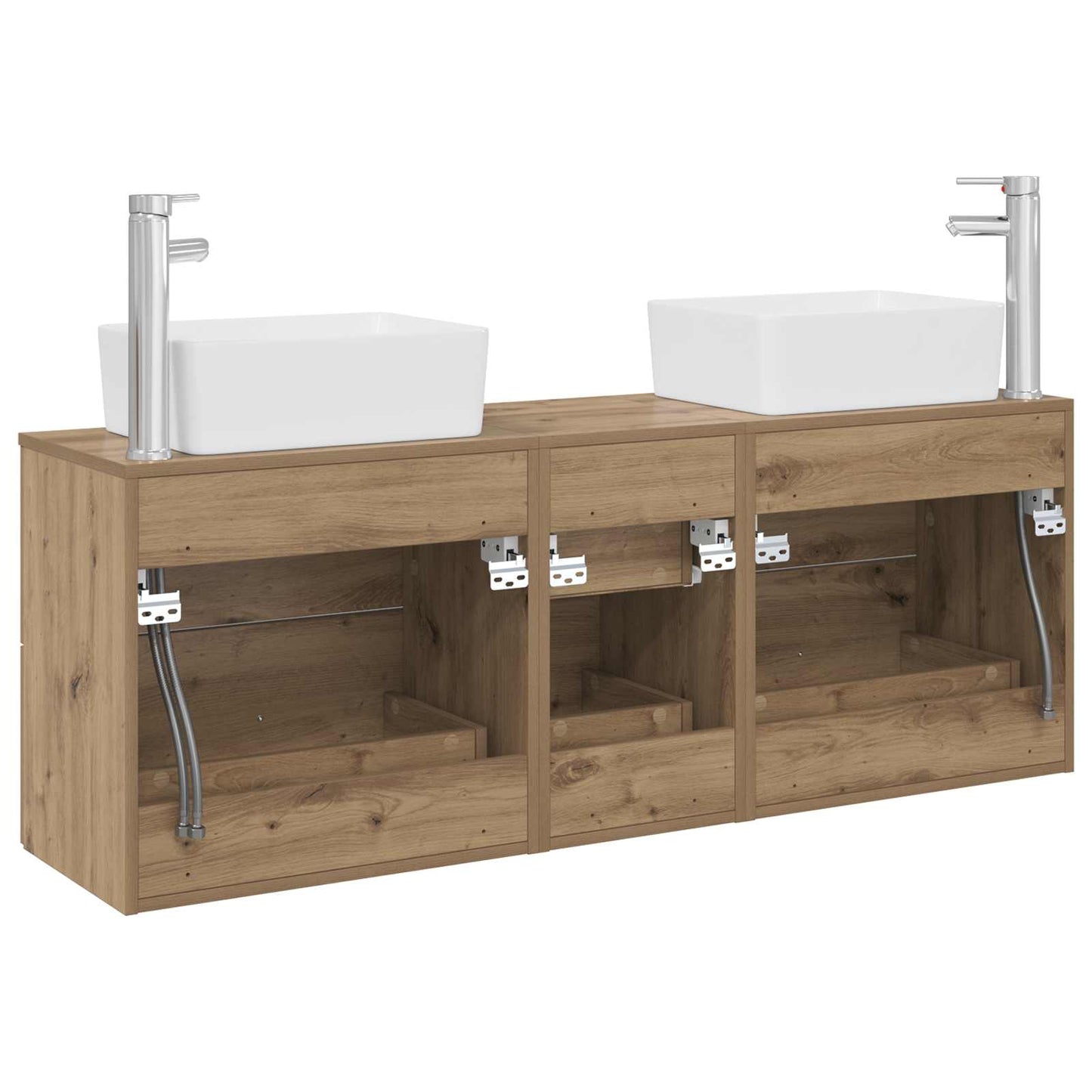 Badezimmerschrank-Set 3 Stk. Artisan-Eiche 53 x 34,5 x 63 cm