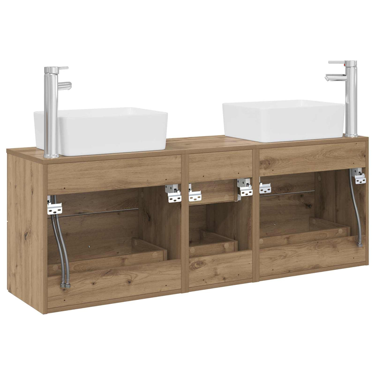 Badezimmerschrank-Set 3 stk. Artisan-Eiche 53 x 34,5 x 63 cm