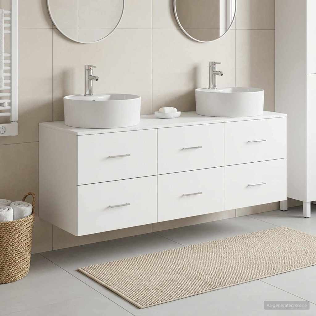 Badezimmerschrank-Set 3 stk. Weiß 62,5 x 44,5 x 50 cm
