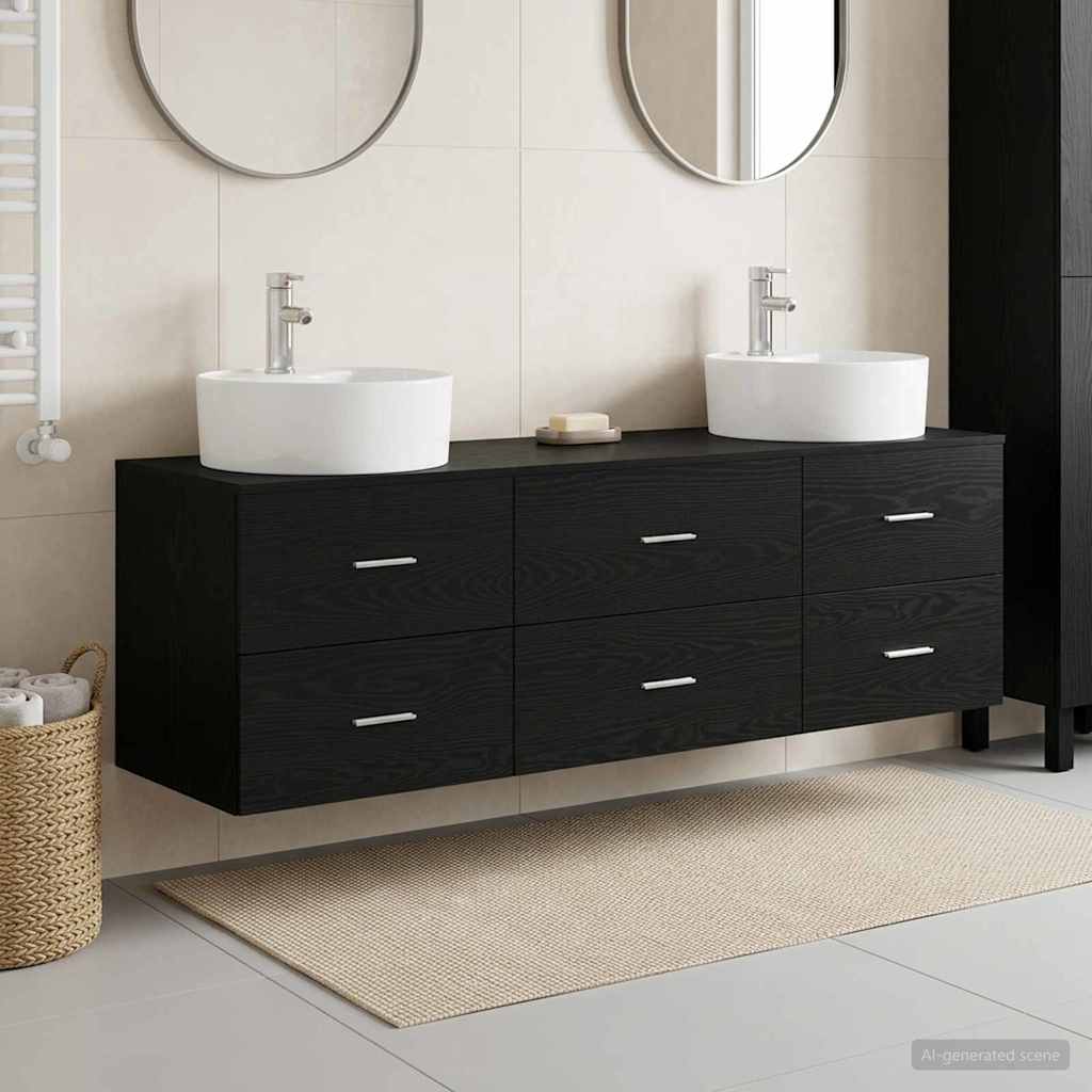 Badezimmerschrank-Set 3 stk. Schwarz 62,5 x 44,5 x 50 cm