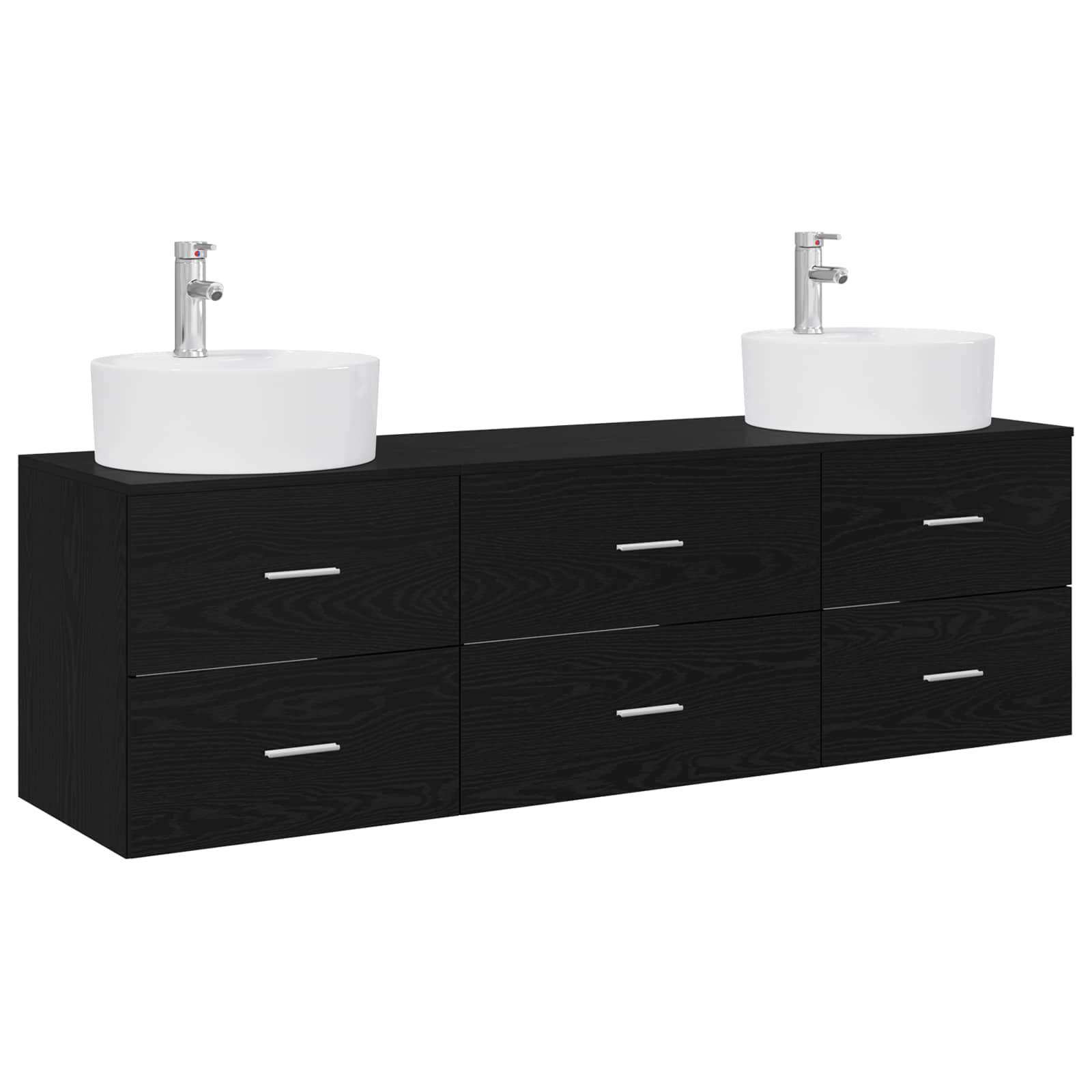 Badezimmerschrank-Set 3 stk. Schwarz 62,5 x 44,5 x 50 cm