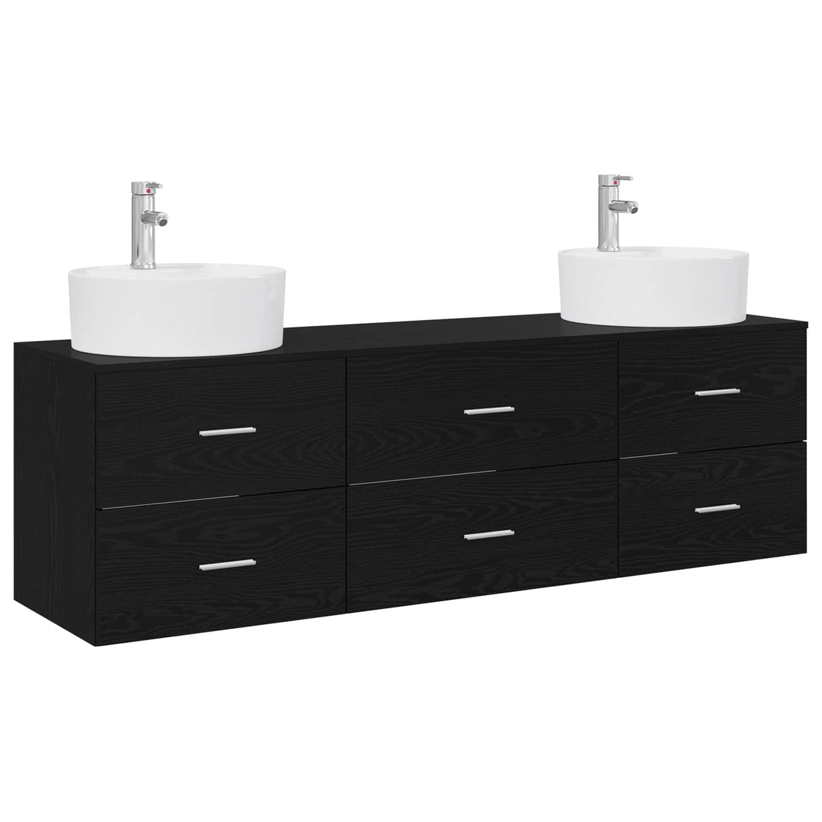 Badezimmerschrank-Set 3 stk. Schwarz 161,5 x 44,5 x 82 cm