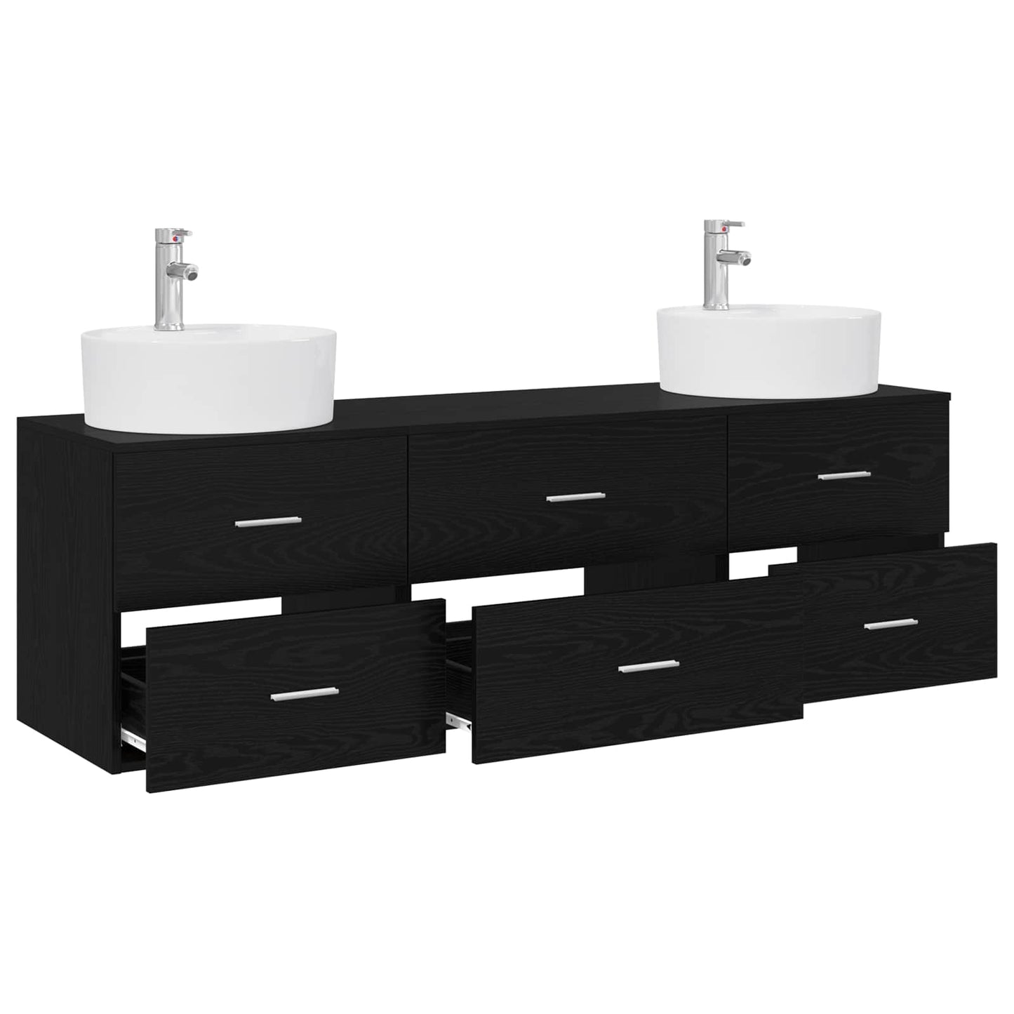 Badezimmerschrank-Set 3 stk. Schwarz 62,5 x 44,5 x 50 cm