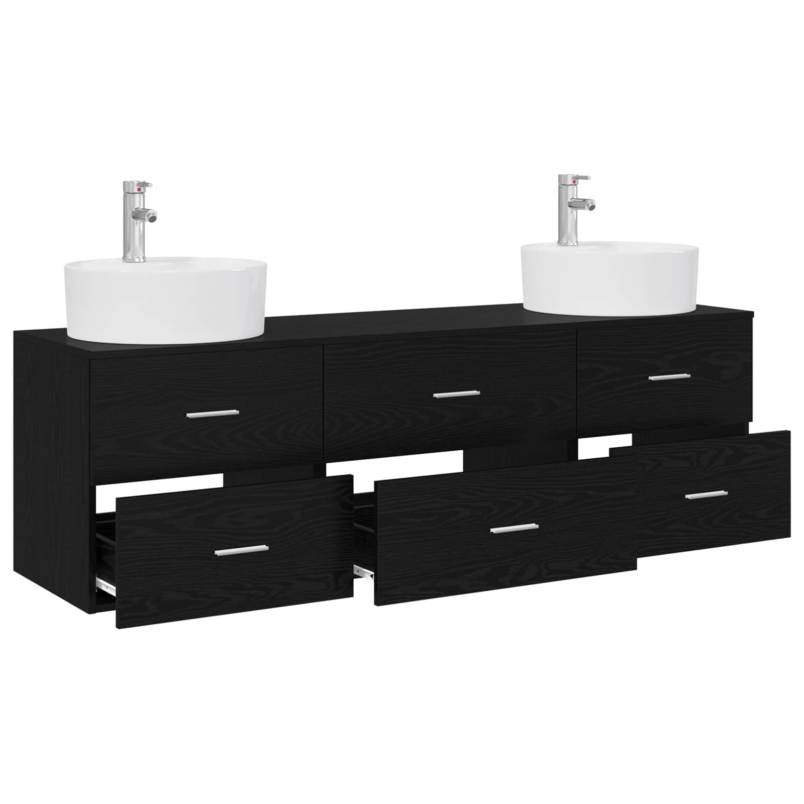 Badezimmerschrank-Set 3 stk. Schwarz 62,5 x 44,5 x 50 cm