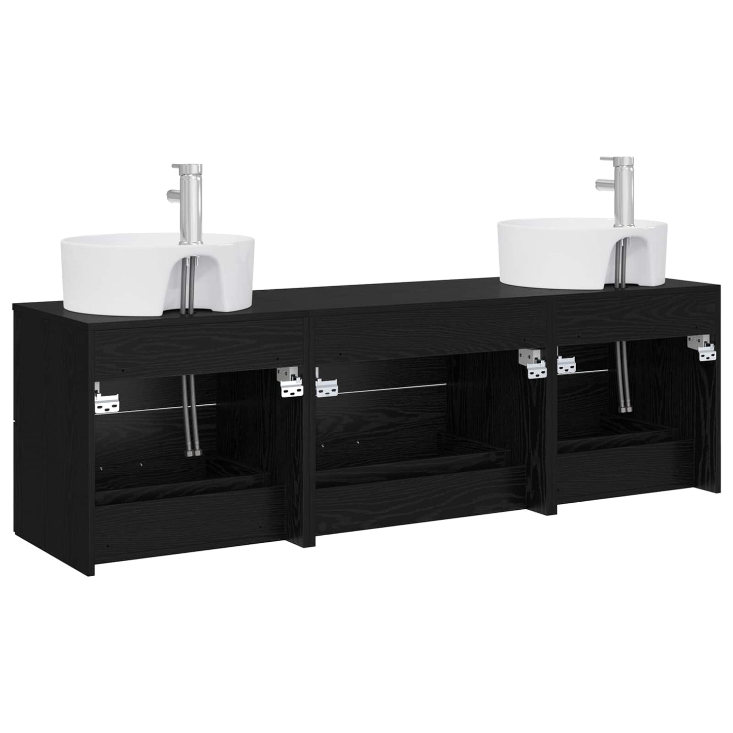 Badezimmerschrank-Set 3 stk. Schwarz 62,5 x 44,5 x 50 cm