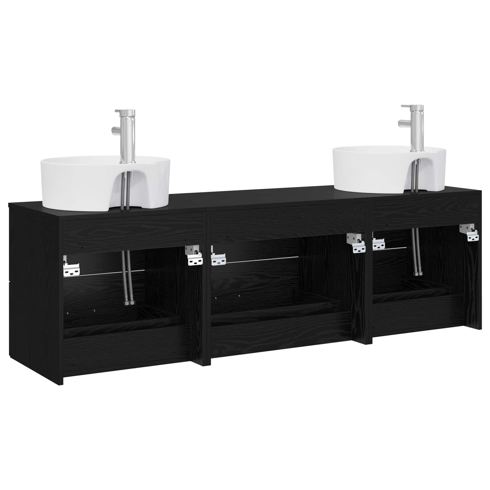 Badezimmerschrank-Set 3 stk. Schwarz 62,5 x 44,5 x 50 cm