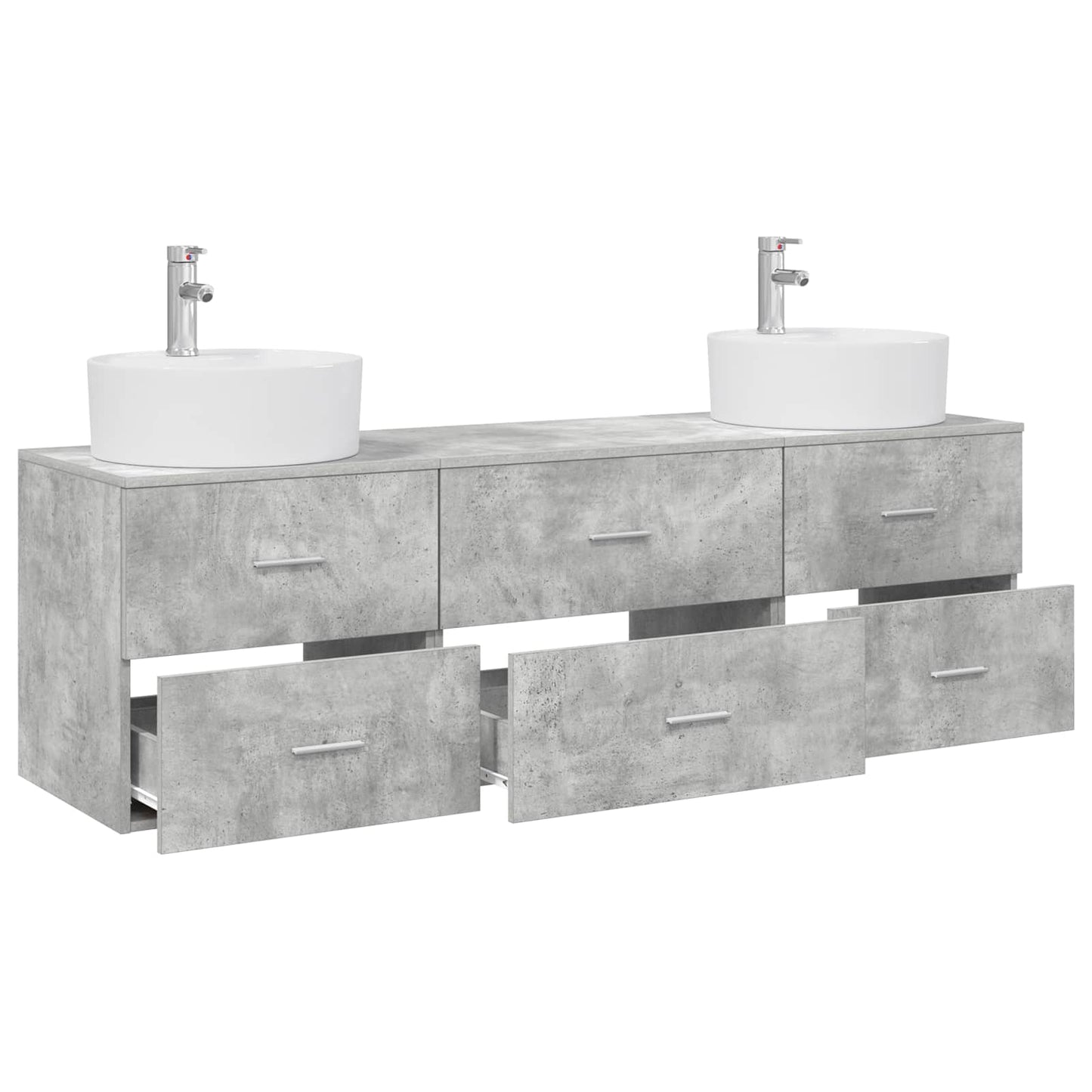 Badezimmerschrank-Set 3 stk. Betongrau 62,5 x 44,5 x 50 cm