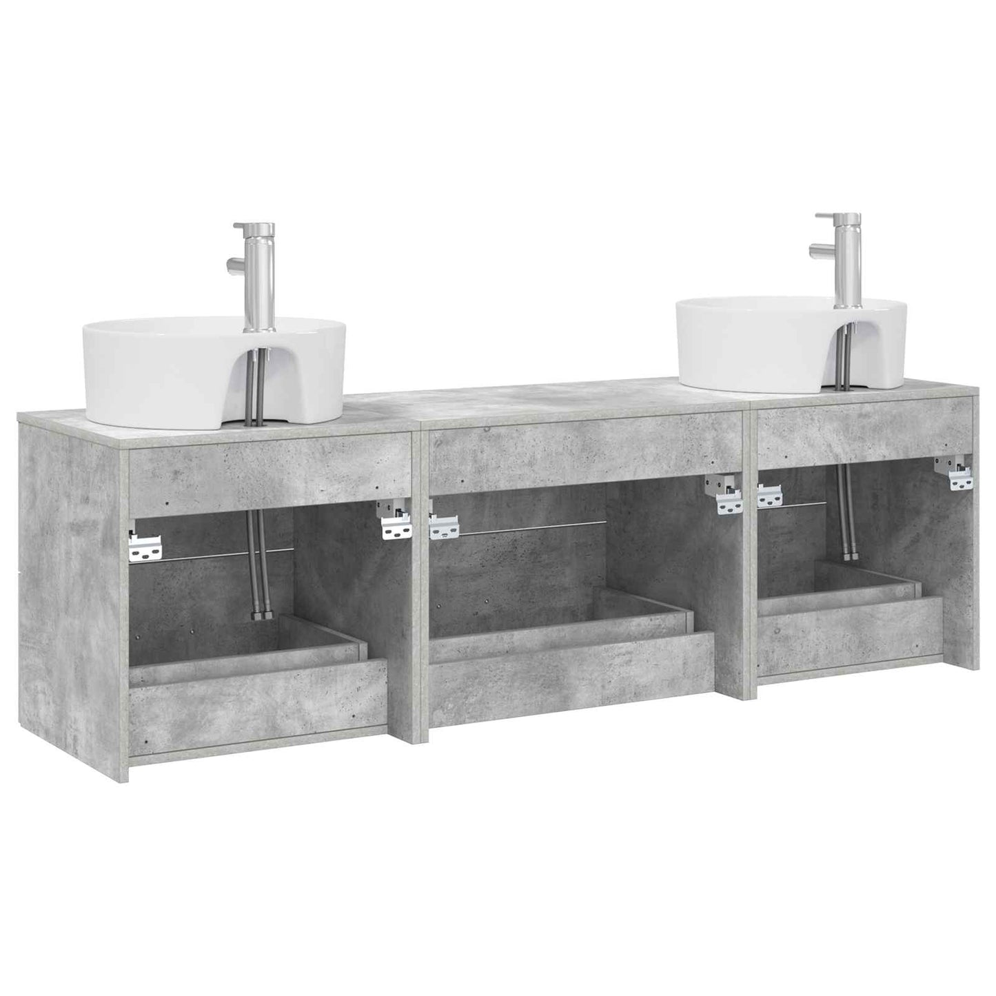 Badezimmerschrank-Set 3 stk. Betongrau 62,5 x 44,5 x 50 cm