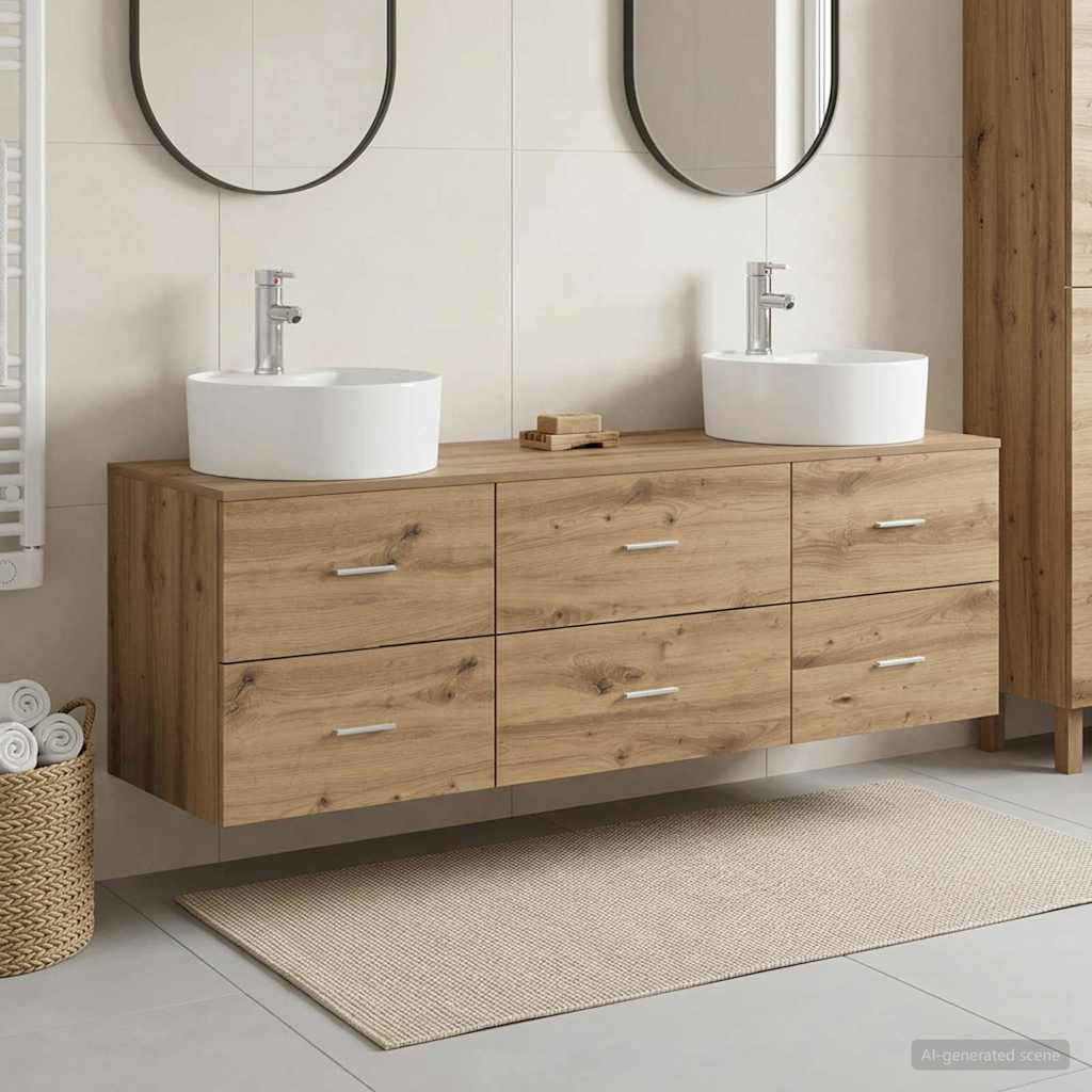 Badezimmerschrank-Set 3 Stk. Artisan-Eiche 62,5 x 44,5 x 50 cm