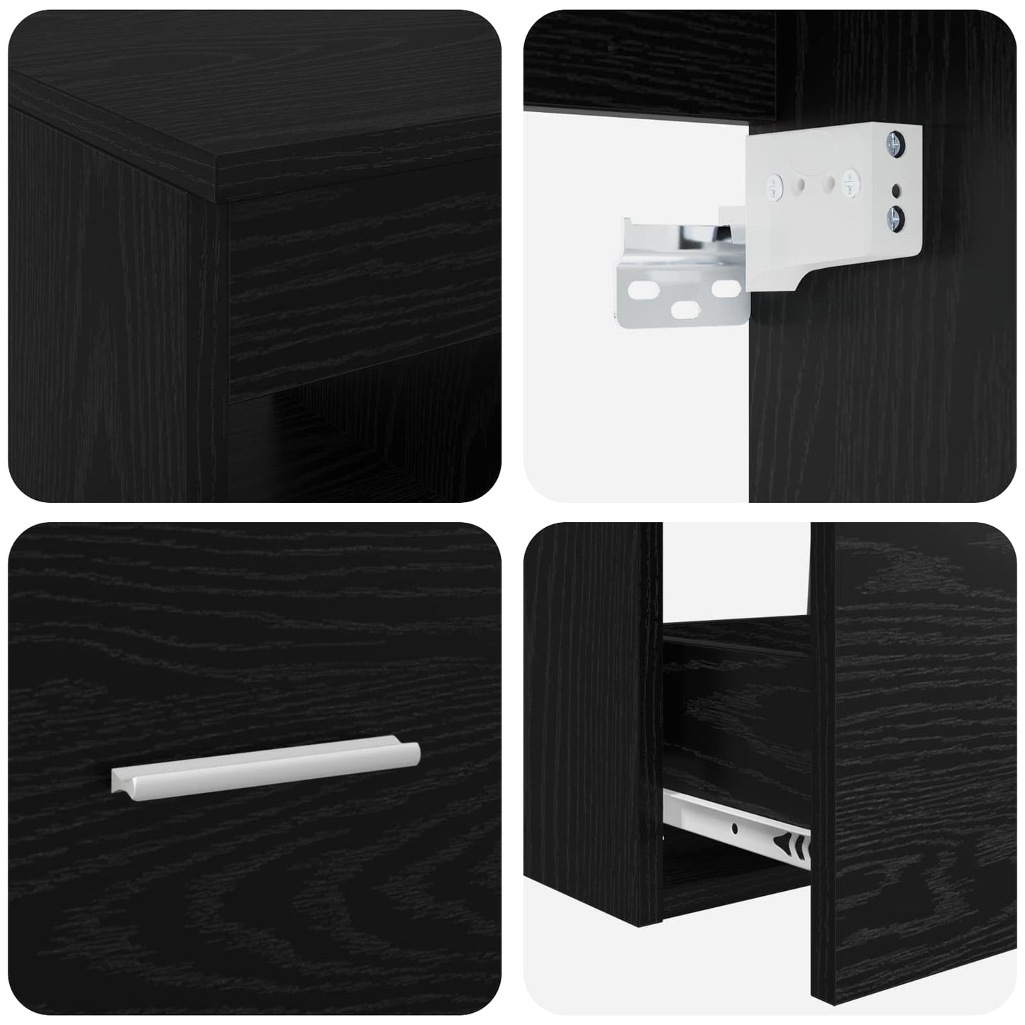 Badezimmerschrank-Set 3 stk. Schwarz 49,5 x 44,5 x 65 cm