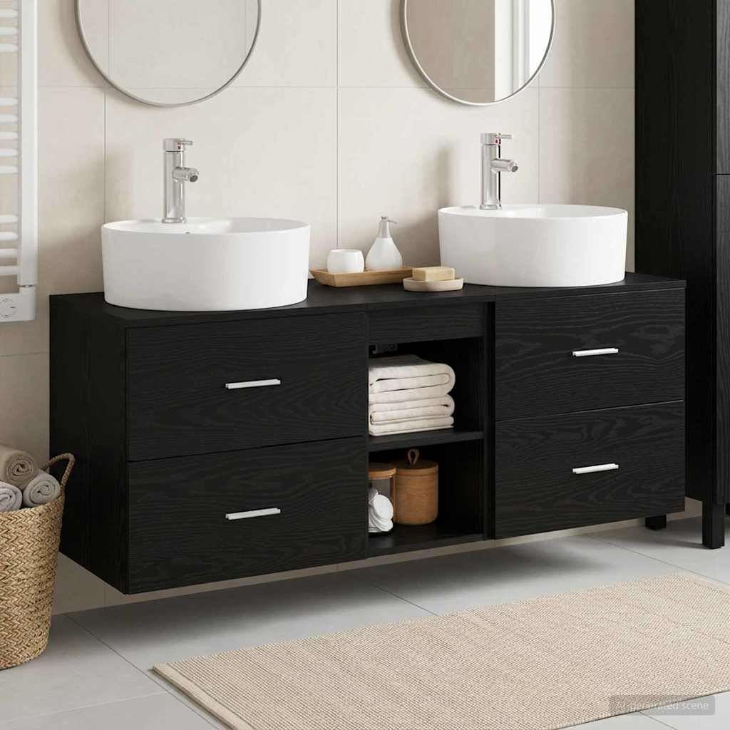Badezimmerschrank-Set 3 stk. Schwarz 49,5 x 44,5 x 65 cm
