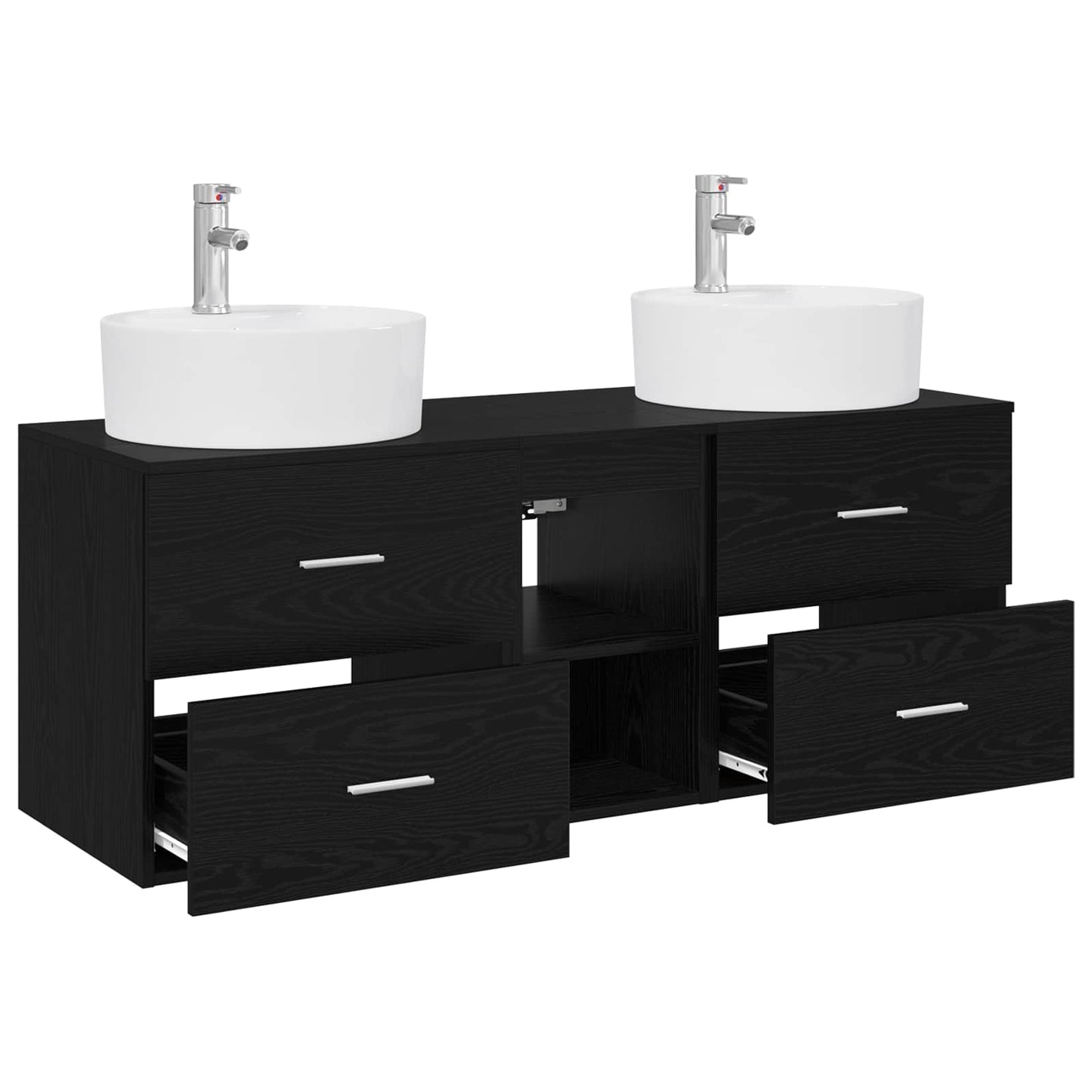 Badezimmerschrank-Set 3 stk. Schwarz 49,5 x 44,5 x 65 cm