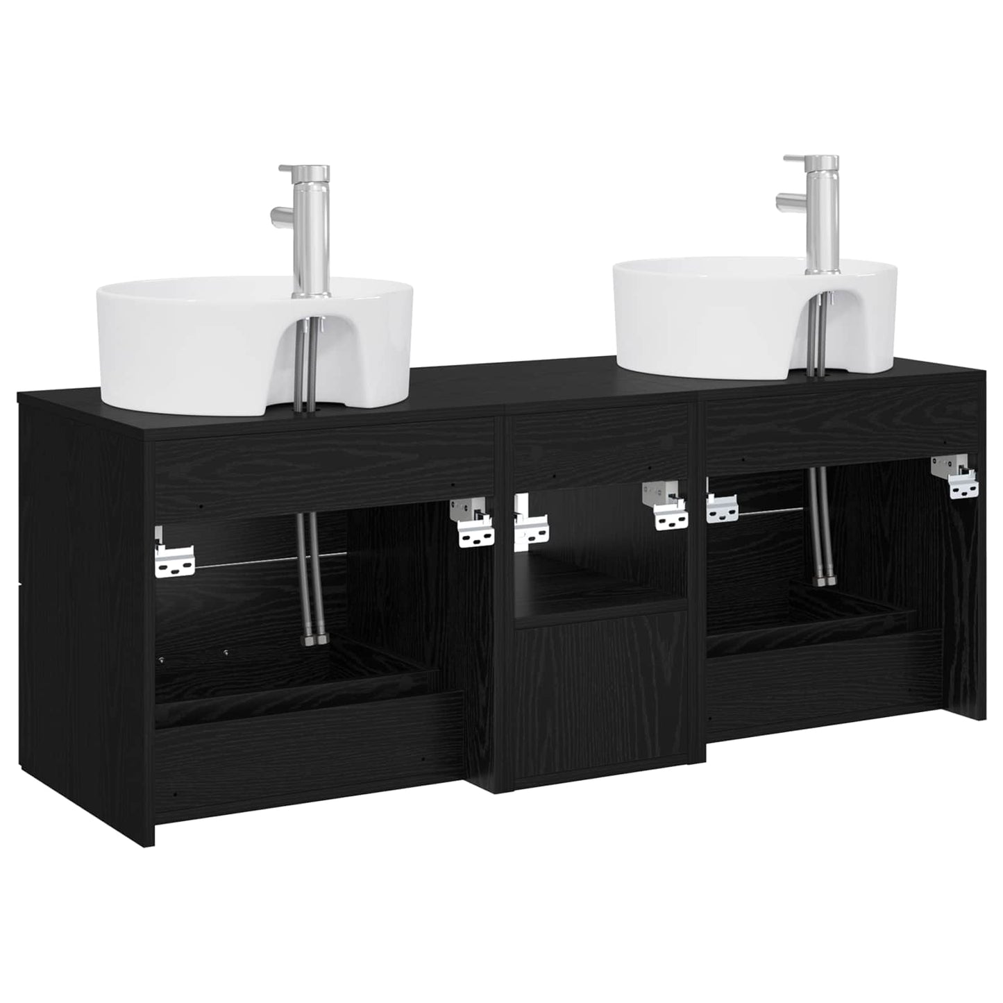Badezimmerschrank-Set 3 stk. Schwarz 49,5 x 44,5 x 65 cm