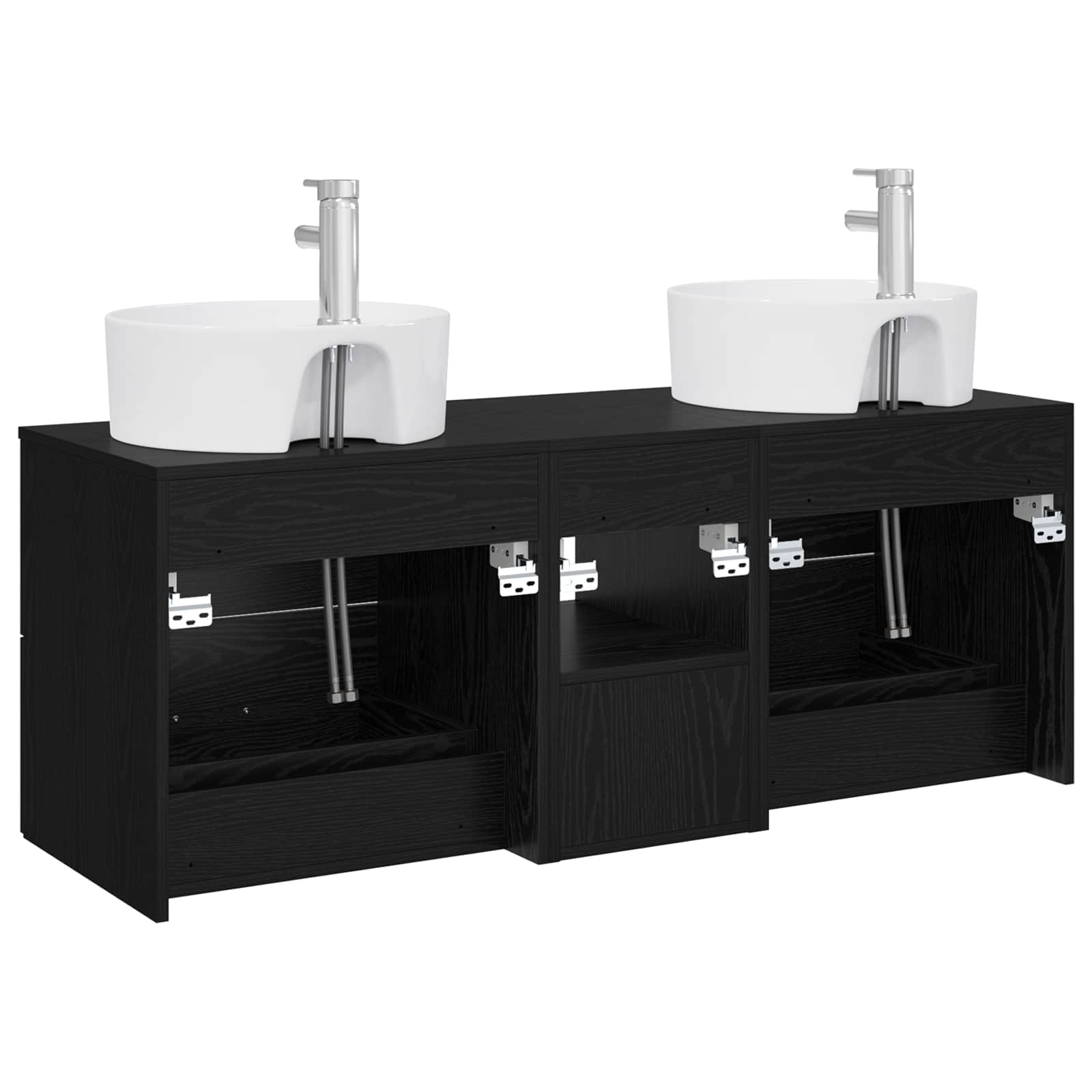 Badezimmerschrank-Set 3 stk. Schwarz 49,5 x 44,5 x 65 cm