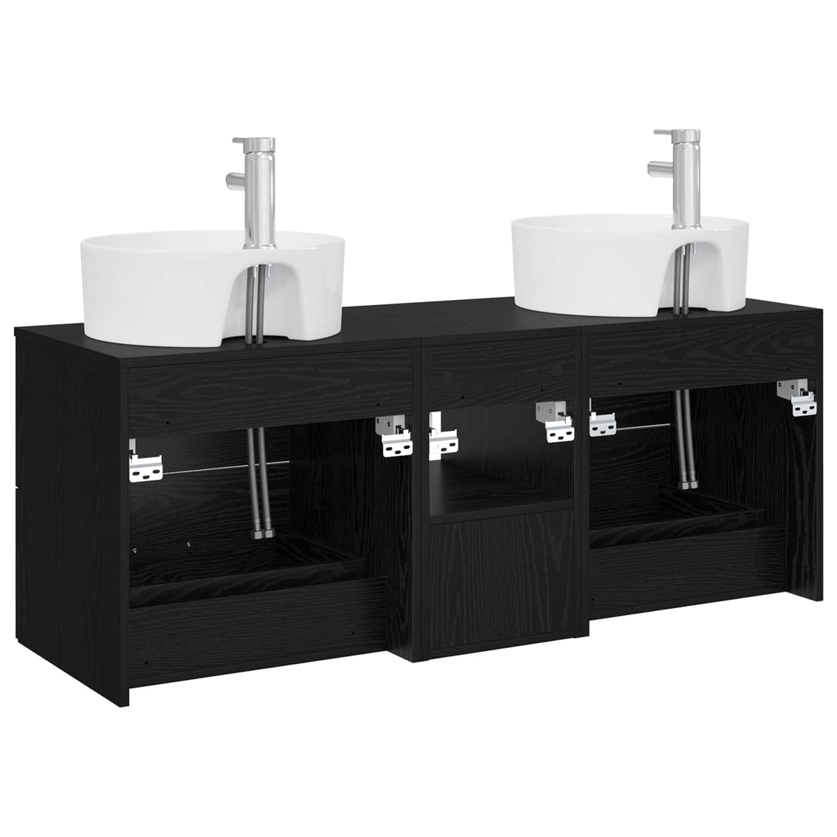 Badezimmerschrank-Set 3 stk. Schwarz 129 x 44,5 x 82 cm