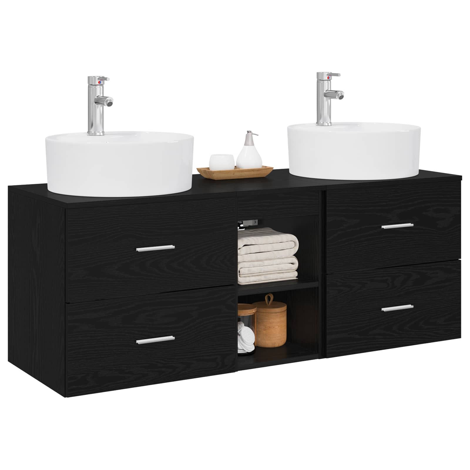 Badezimmerschrank-Set 3 stk. Schwarz 49,5 x 44,5 x 65 cm