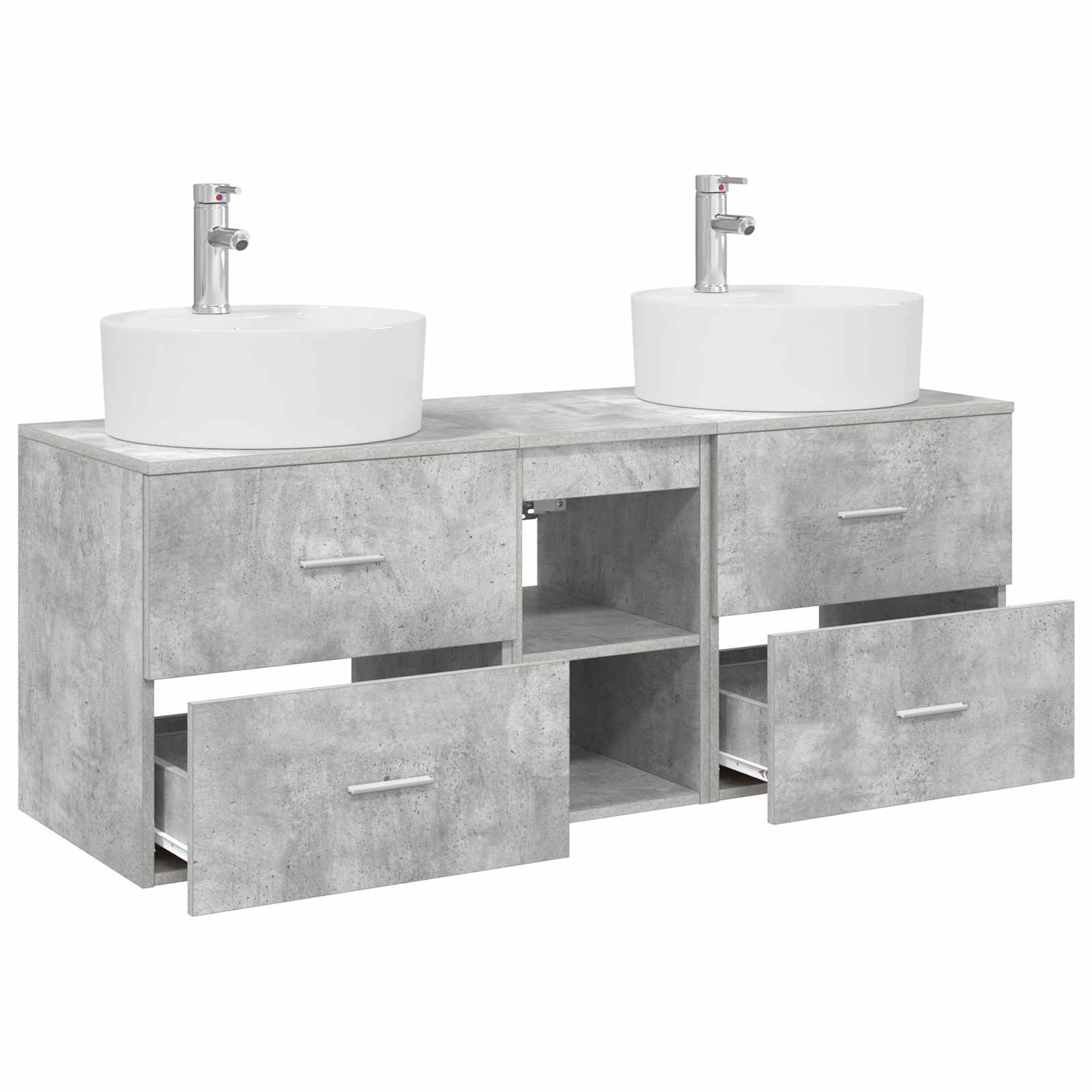 Badezimmerschrank-Set 3 stk. Betongrau 49,5 x 44,5 x 65 cm