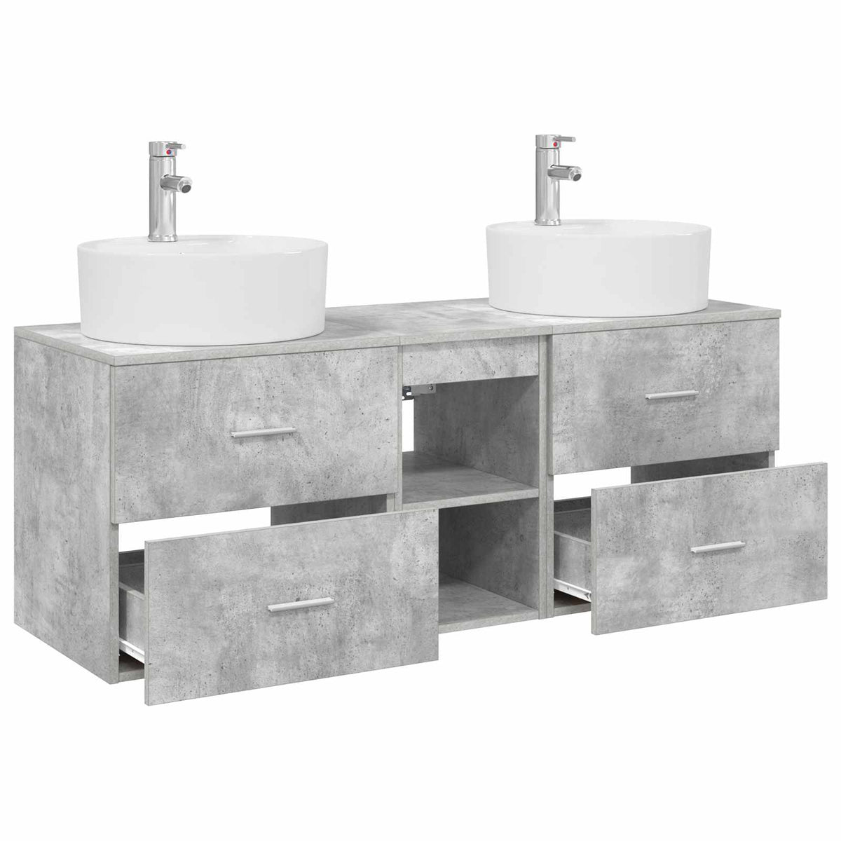 Badezimmerschrank-Set 3 stk. Betongrau 129 x 44,5 x 82 cm