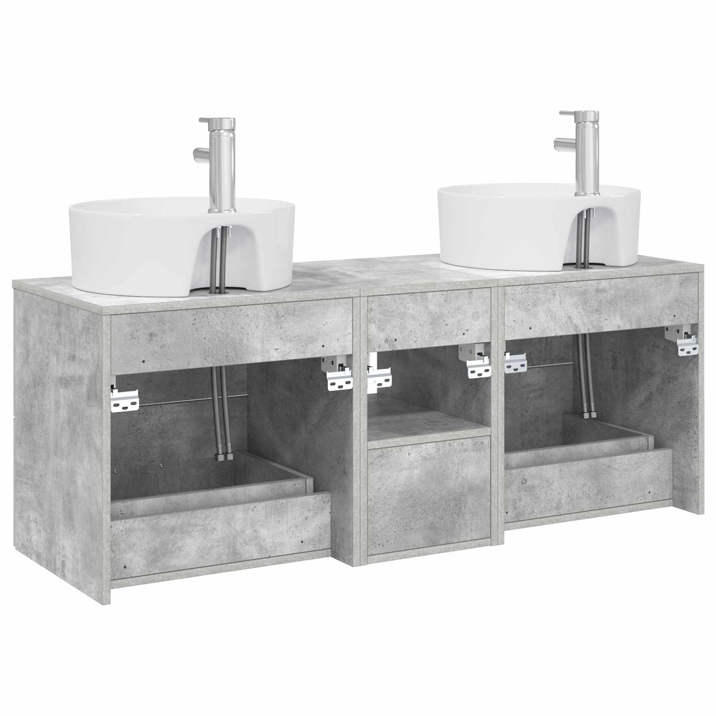 Badezimmerschrank-Set 3 stk. Betongrau 49,5 x 44,5 x 65 cm