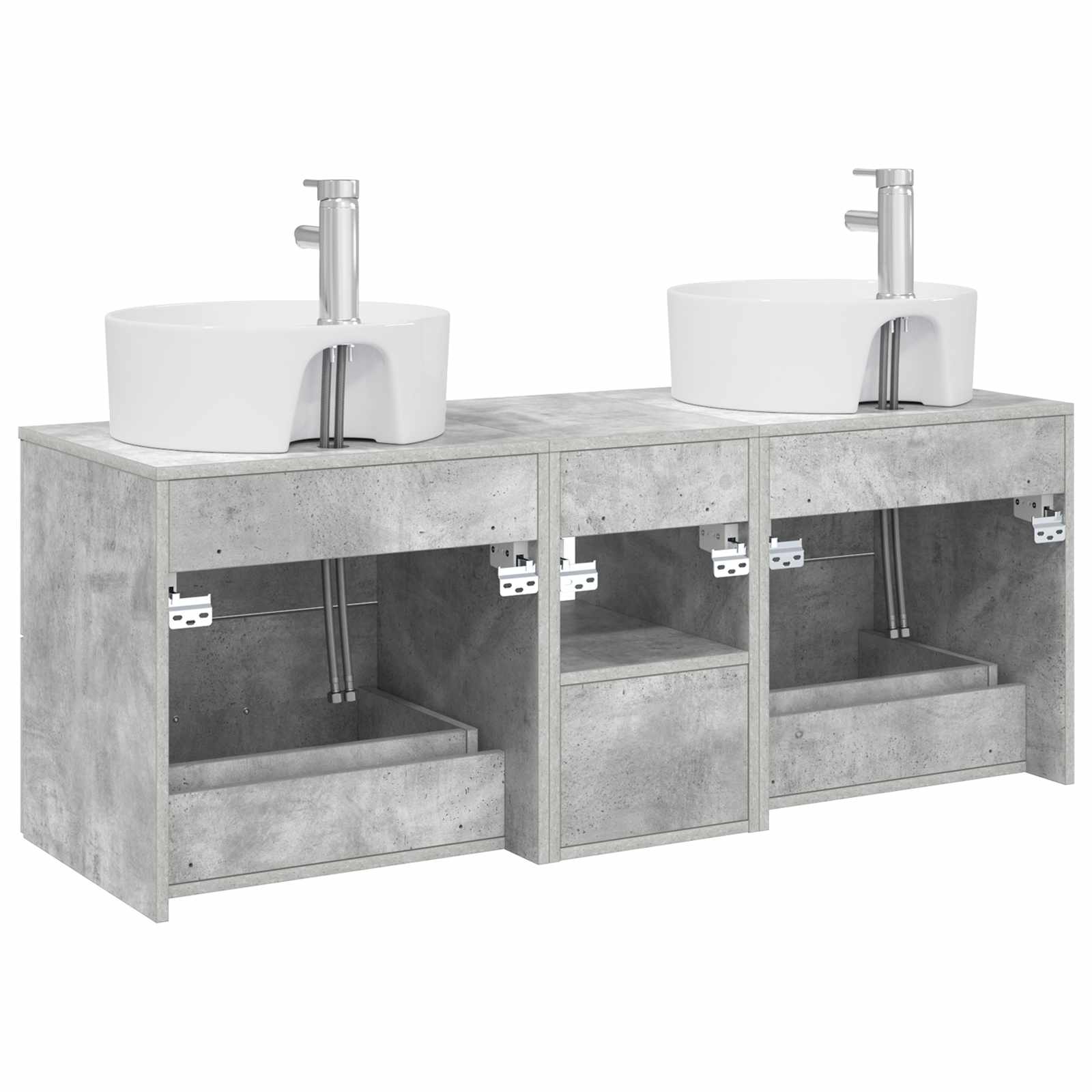 Badezimmerschrank-Set 3 stk. Betongrau 49,5 x 44,5 x 65 cm