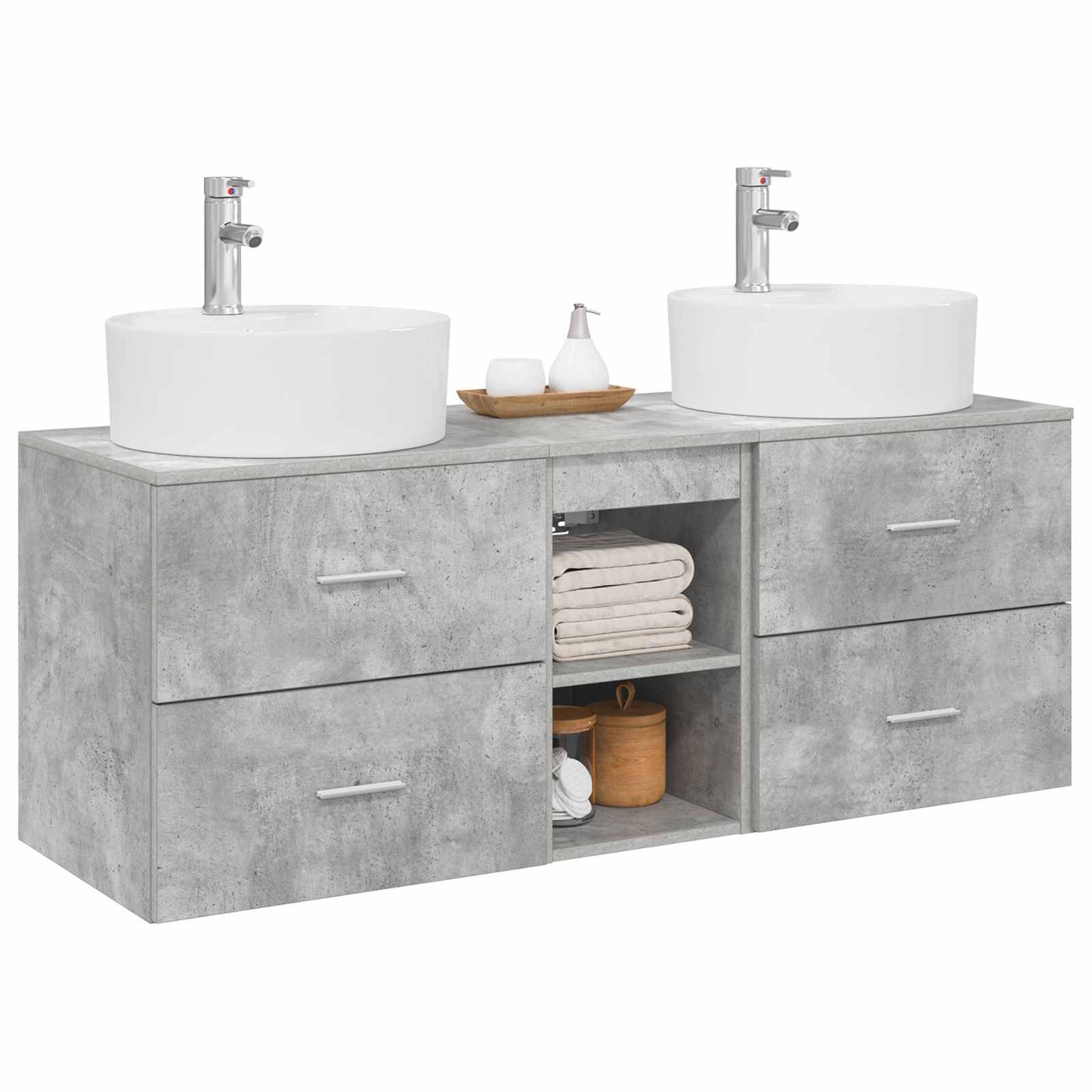 Badezimmerschrank-Set 3 stk. Betongrau 49,5 x 44,5 x 65 cm