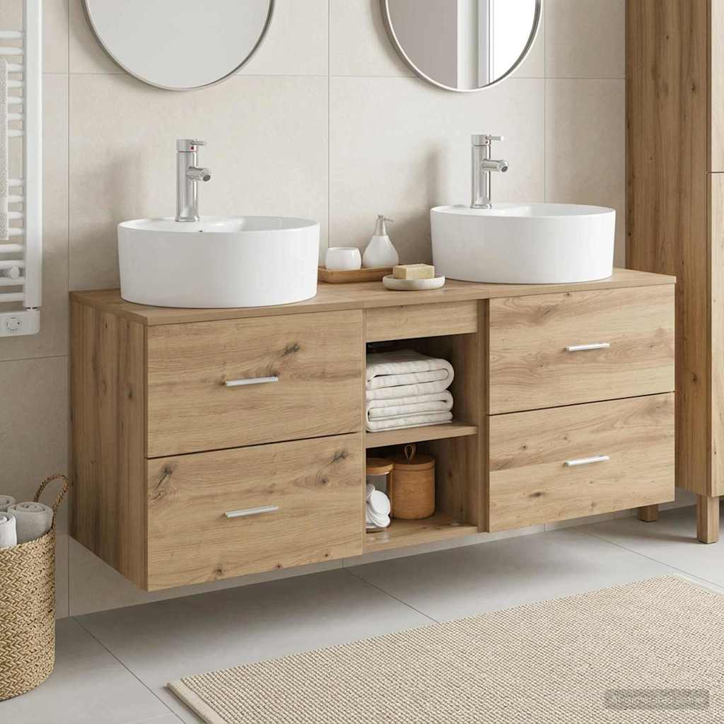 Badezimmerschrank-Set 3 Stk. Artisan-Eiche 49,5 x 44,5 x 65 cm
