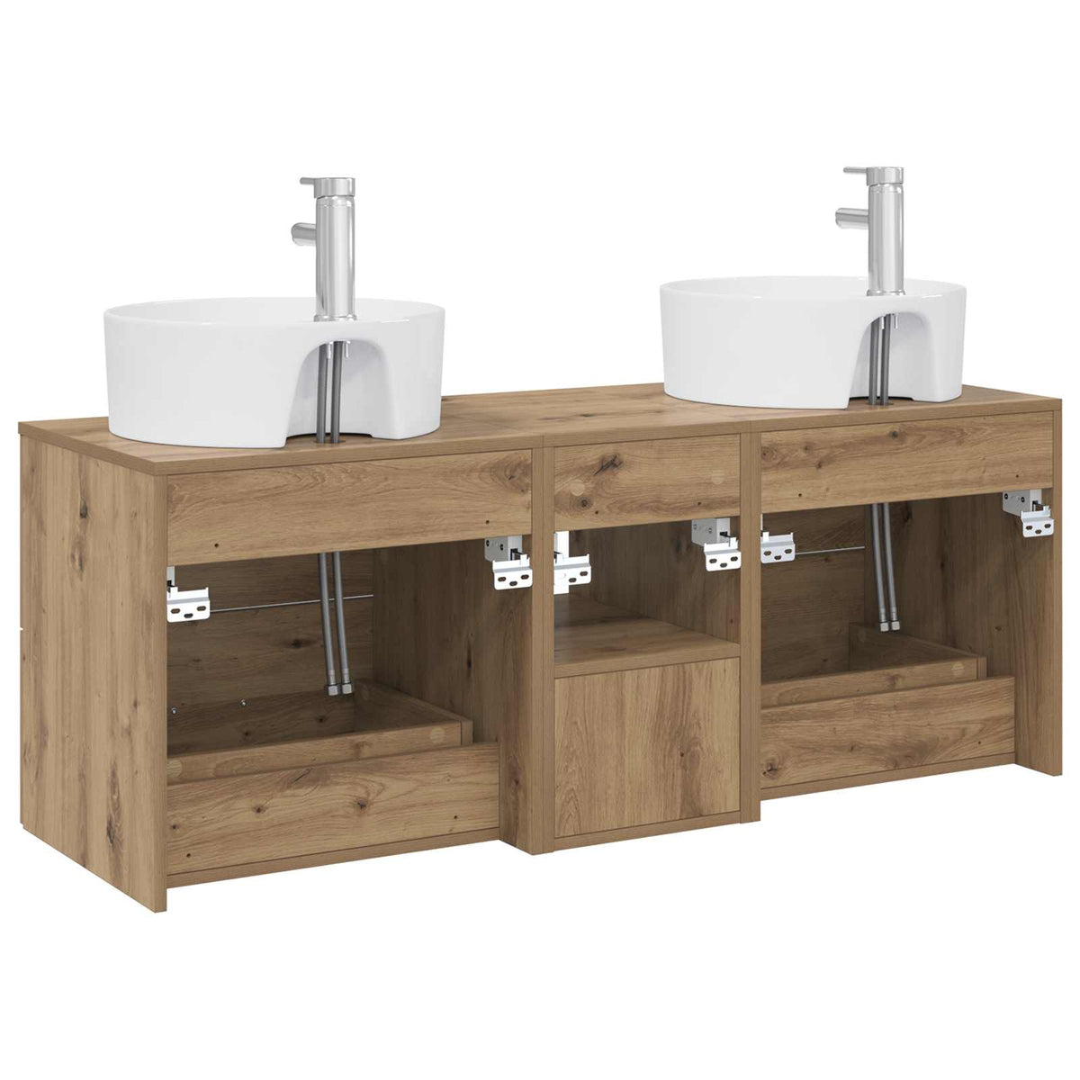 Badezimmerschrank-Set 3 stk. Artisan-Eiche 129 x 44,5 x 82 cm