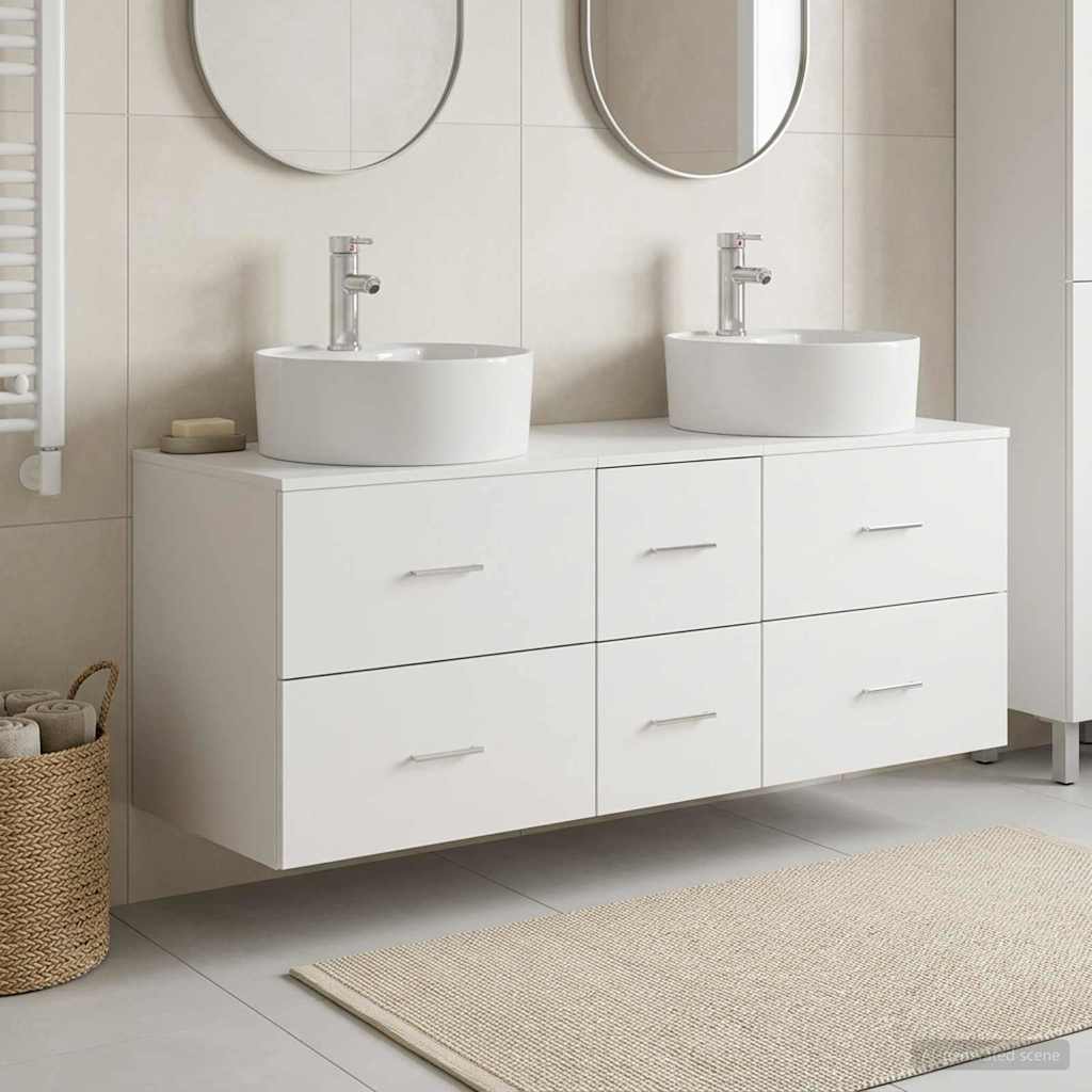 Badezimmermöbel-Set 3 stk. Weiß 49,5 x 44,5 x 65 cm