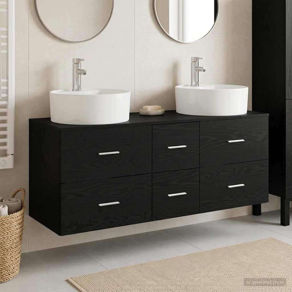 Badezimmermöbel-Set 3 stk. Schwarz 49,5 x 44,5 x 65 cm