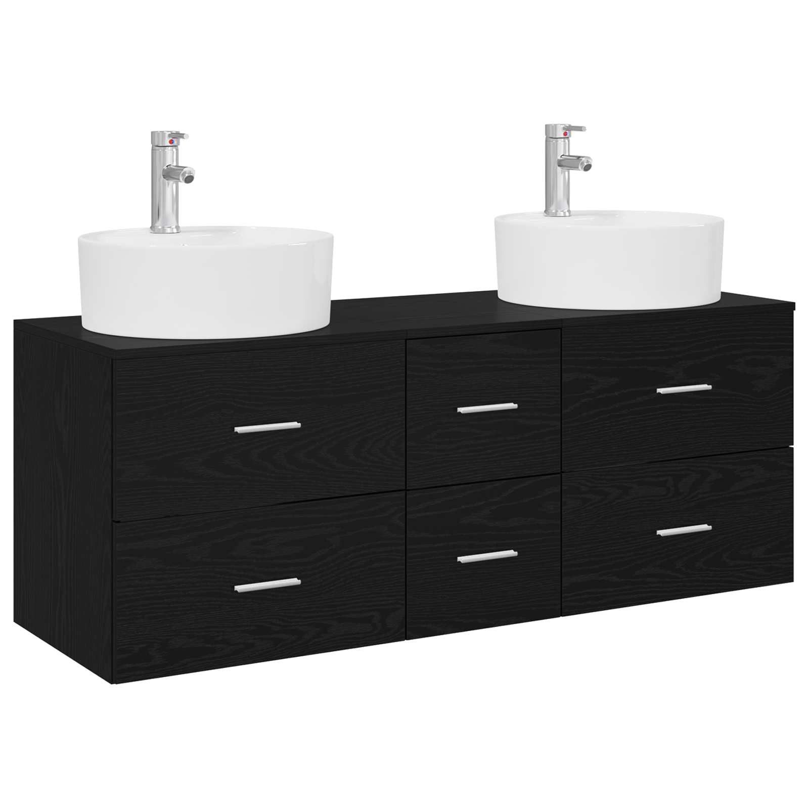 Badezimmermöbel-Set 3 stk. Schwarz 49,5 x 44,5 x 65 cm