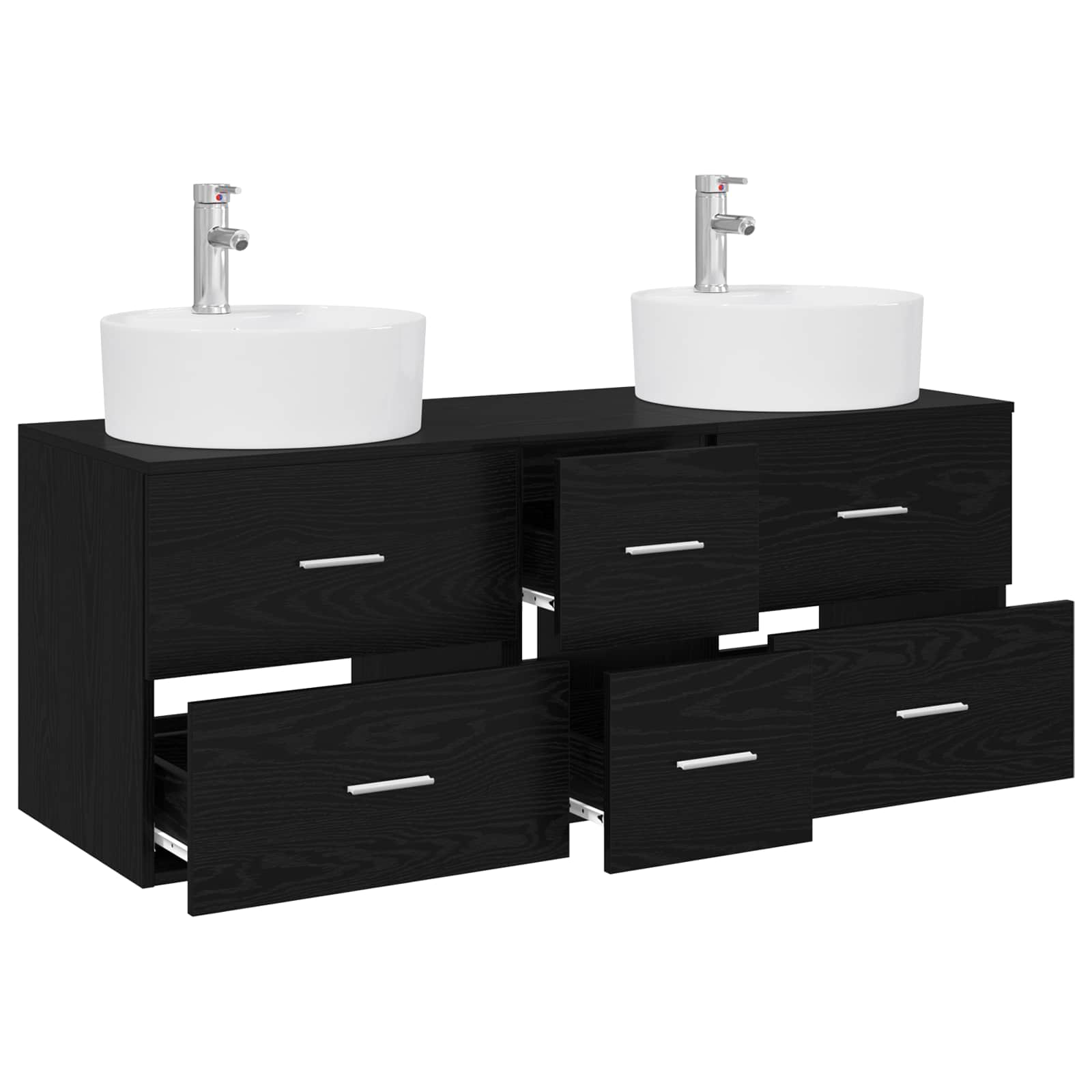 Badezimmermöbel-Set 3 stk. Schwarz 49,5 x 44,5 x 65 cm