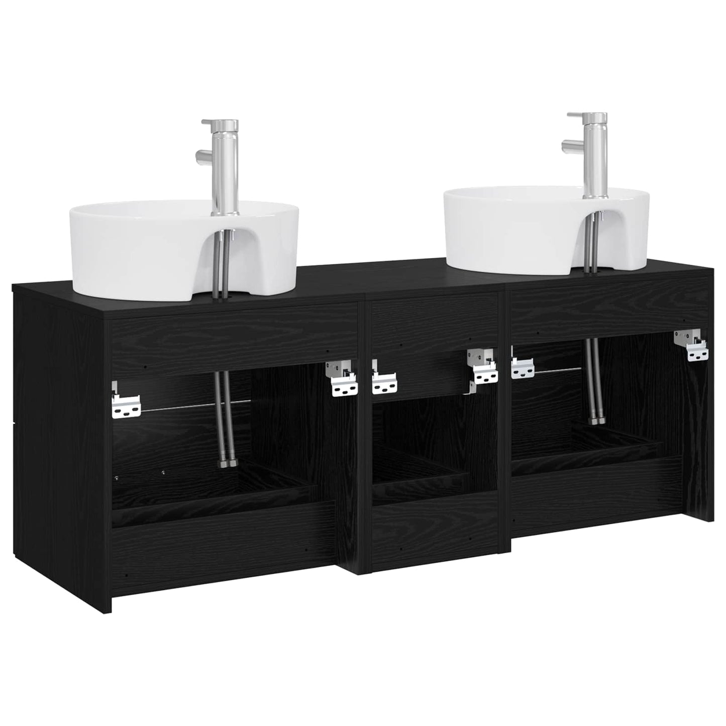 Badezimmermöbel-Set 3 stk. Schwarz 49,5 x 44,5 x 65 cm