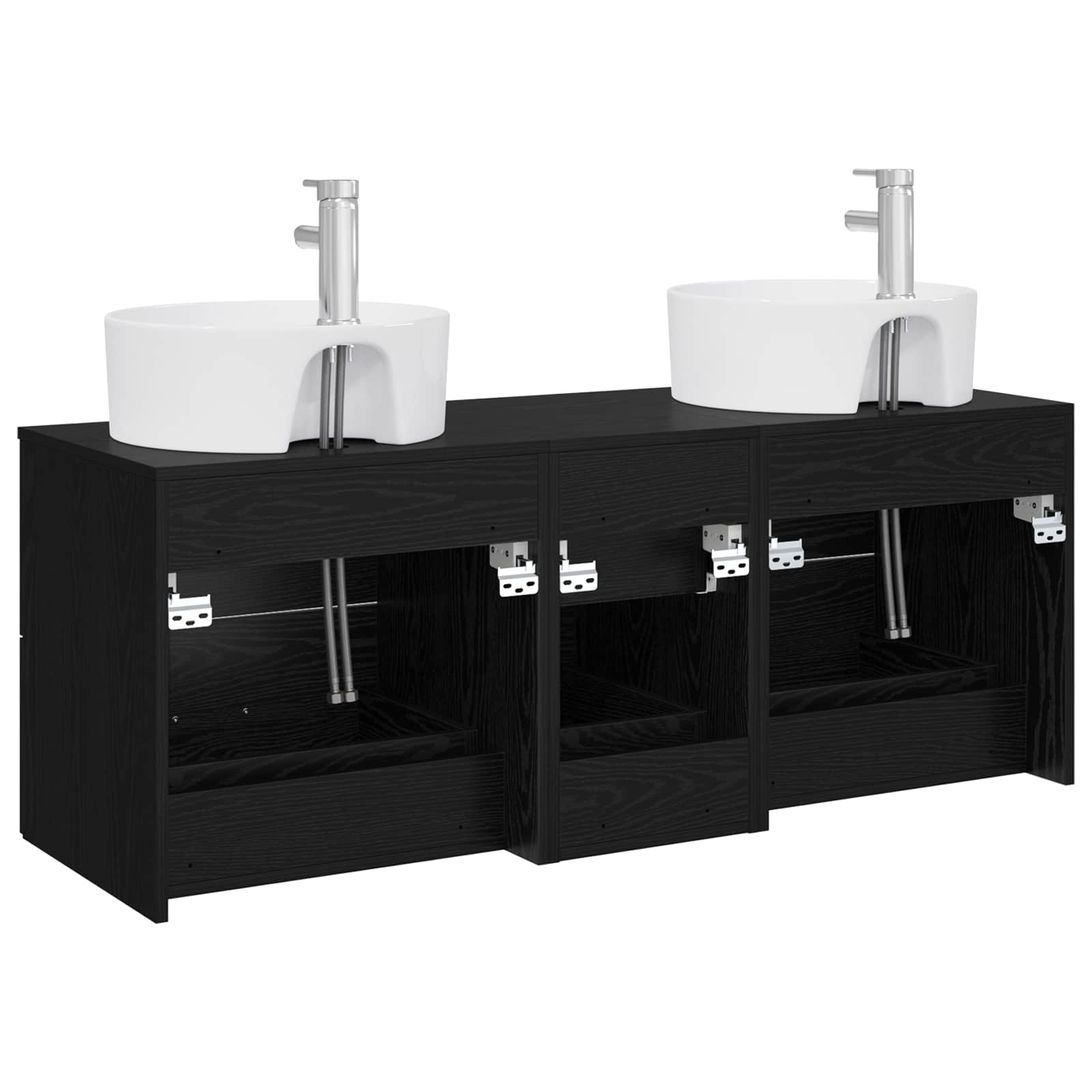 Badezimmermöbel-Set 3 stk. Schwarz 49,5 x 44,5 x 65 cm