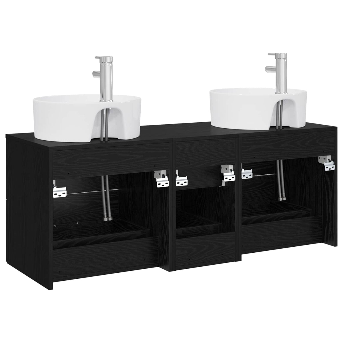 Badezimmermöbel-Set 3 stk. Schwarz 129 x 44,5 x 80 cm