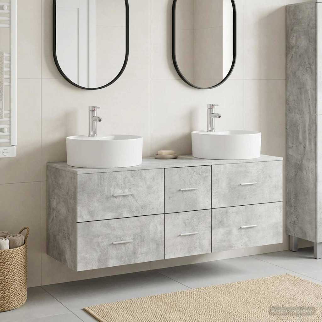 Badezimmermöbel-Set 3 stk. Betongrau 49,5 x 44,5 x 65 cm