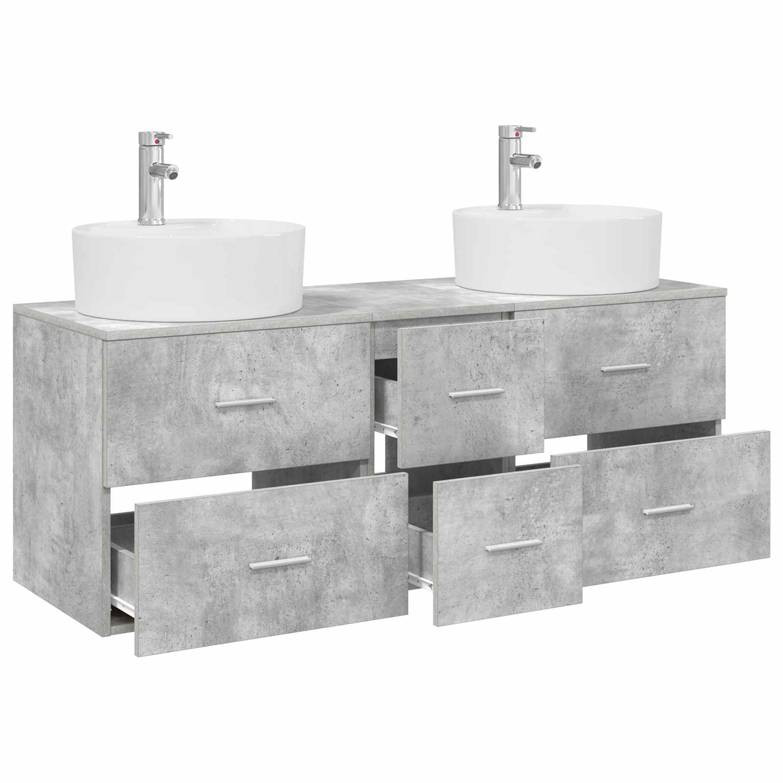 Badezimmermöbel-Set 3 stk. Betongrau 49,5 x 44,5 x 65 cm