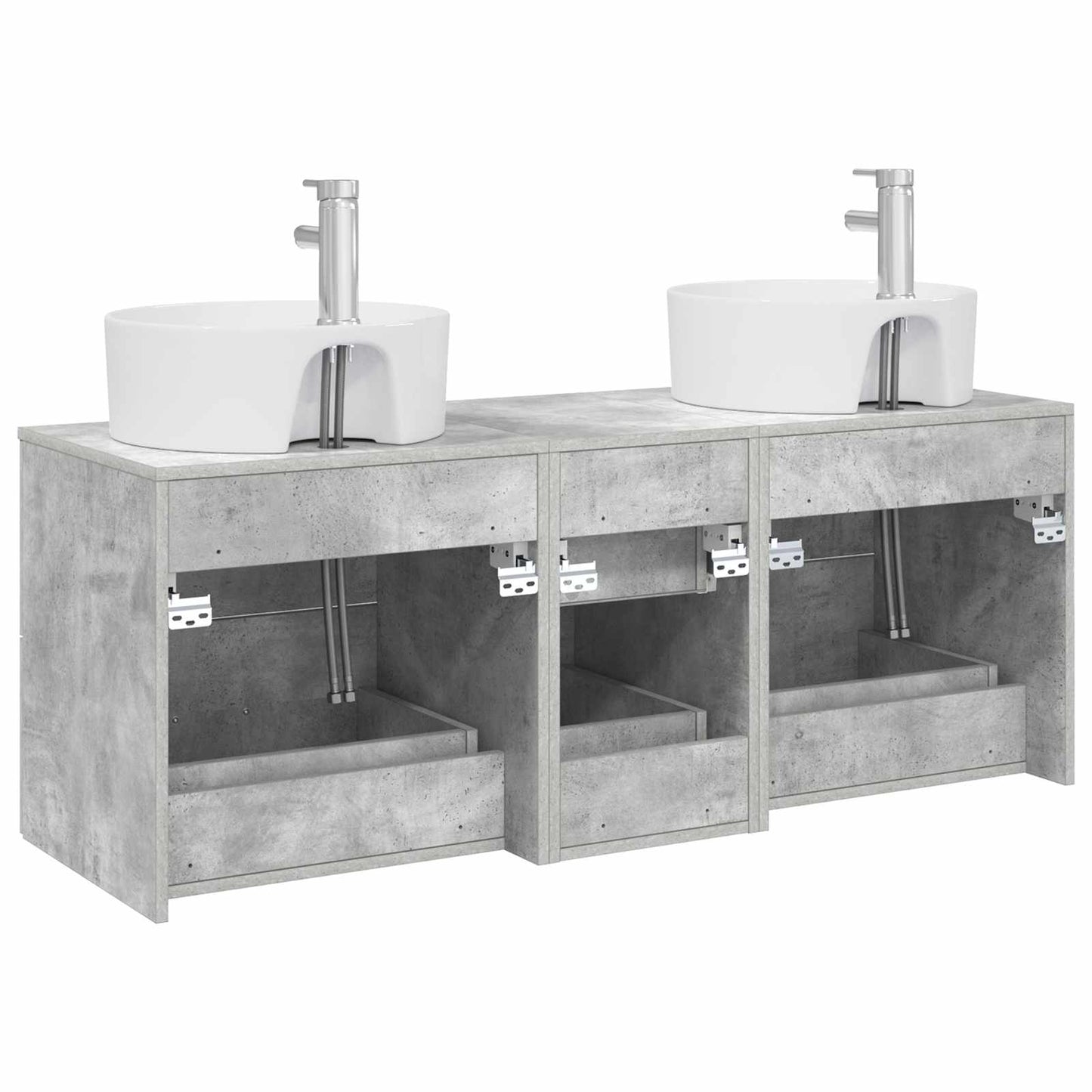Badezimmermöbel-Set 3 stk. Betongrau 49,5 x 44,5 x 65 cm